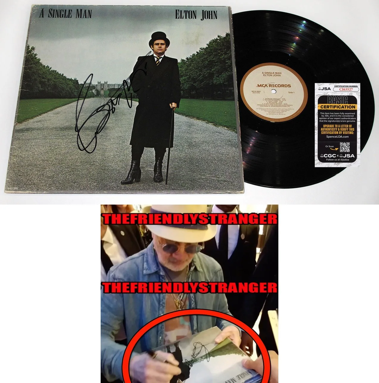 Bernie Taupin — Bernie Taupin signed ELTON JOHN "A SINGLE MAN" Vinyl Album EXACT PROOF a JSA COA