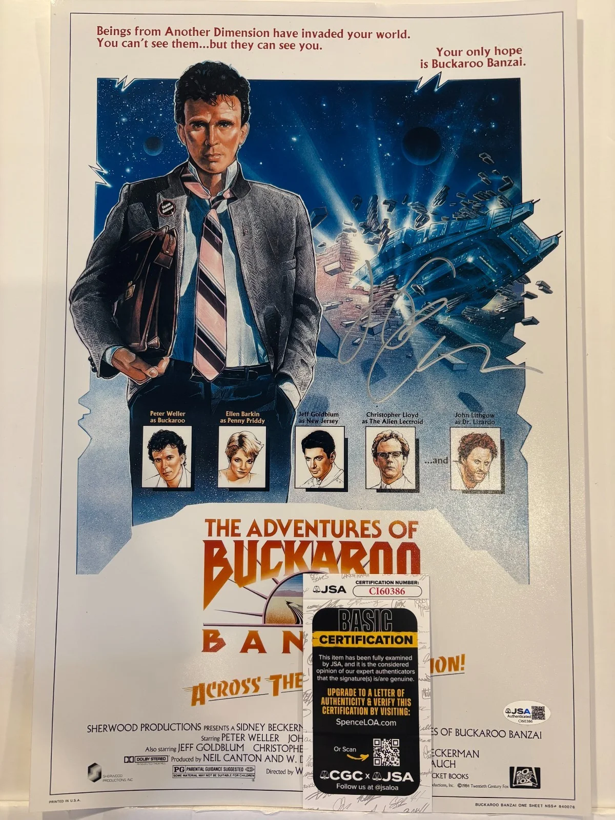 Jeff Goldblum — Jeff Goldblum signed 12x18 Photo The Adventure of Backaroo movie Poster JSA