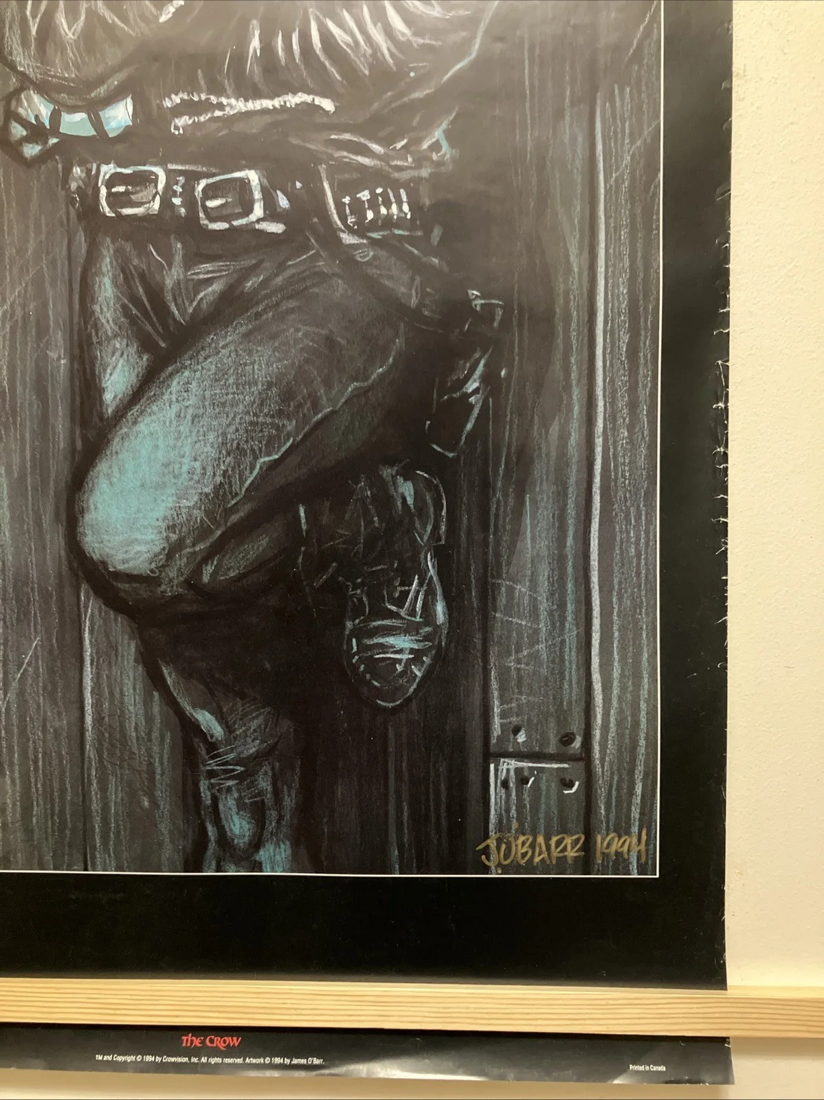 The Crow RARE Artist Signed James O’Barr 1994 Poster 20”x36”, image 5