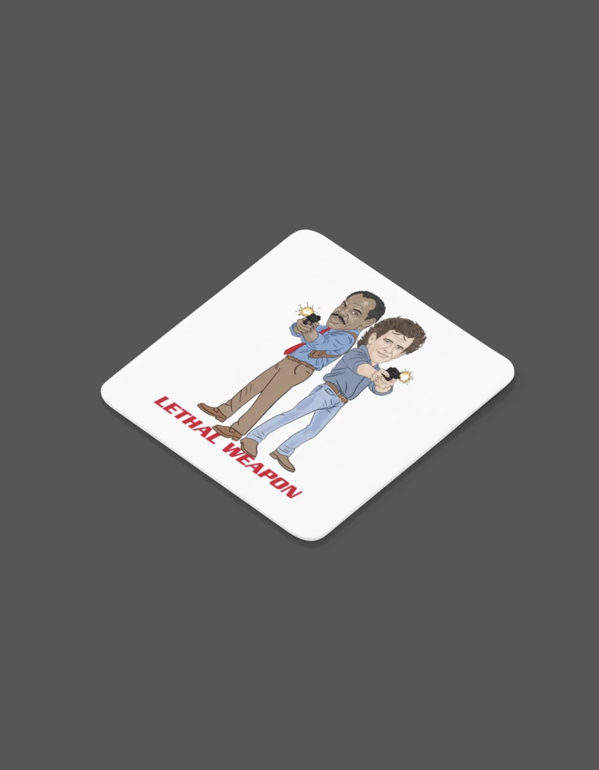 Lethal Weapon Murtaugh and Riggs Movie Cartoon Graphic MDF Cork Backed Coaster, image 2
