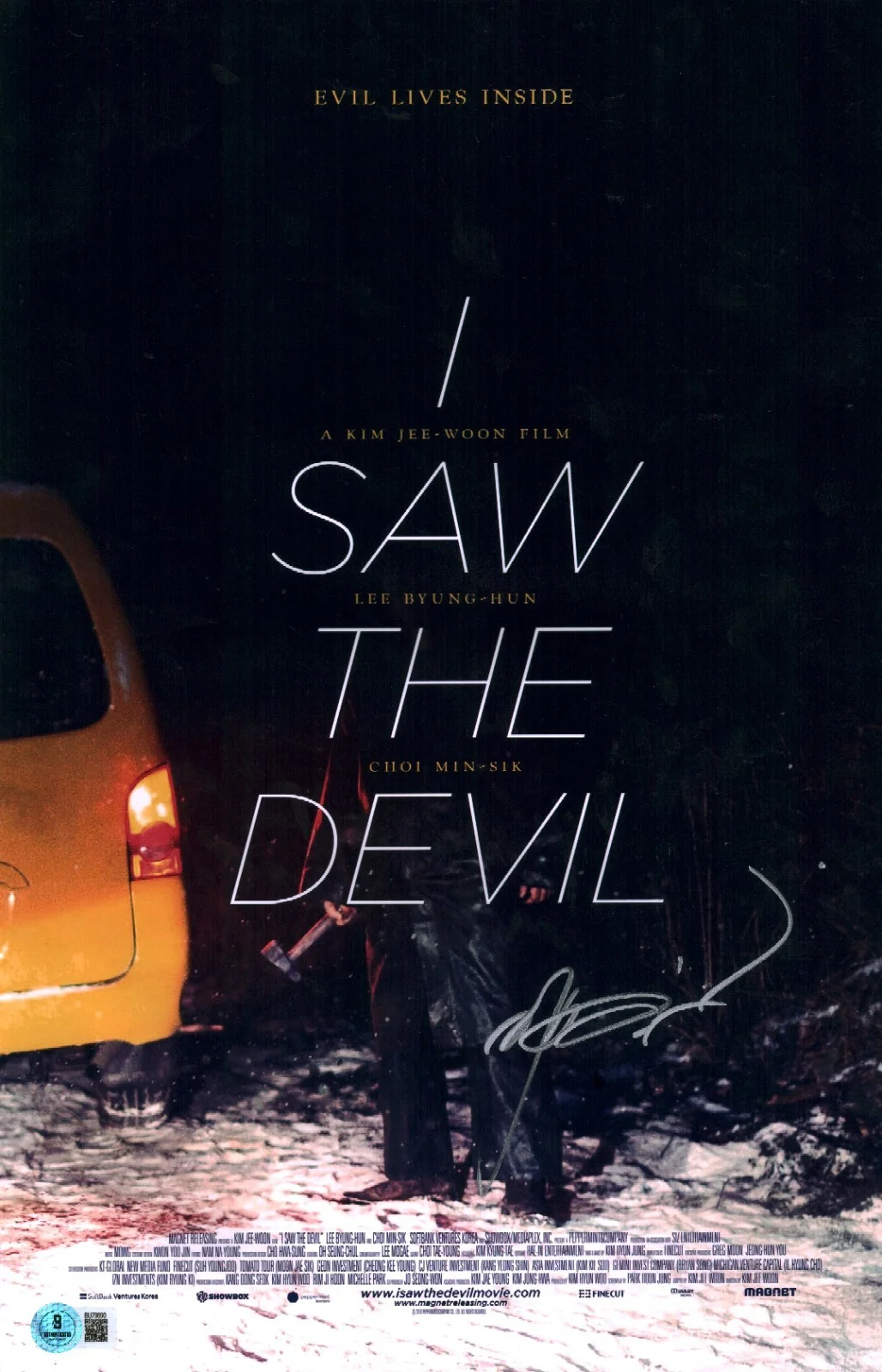 lee byung hun — LEE BYUNG HUN SIGNED I SAW THE DEVIL 11X17 PHOTO POSTER KOREAN ACTOR BAS COA