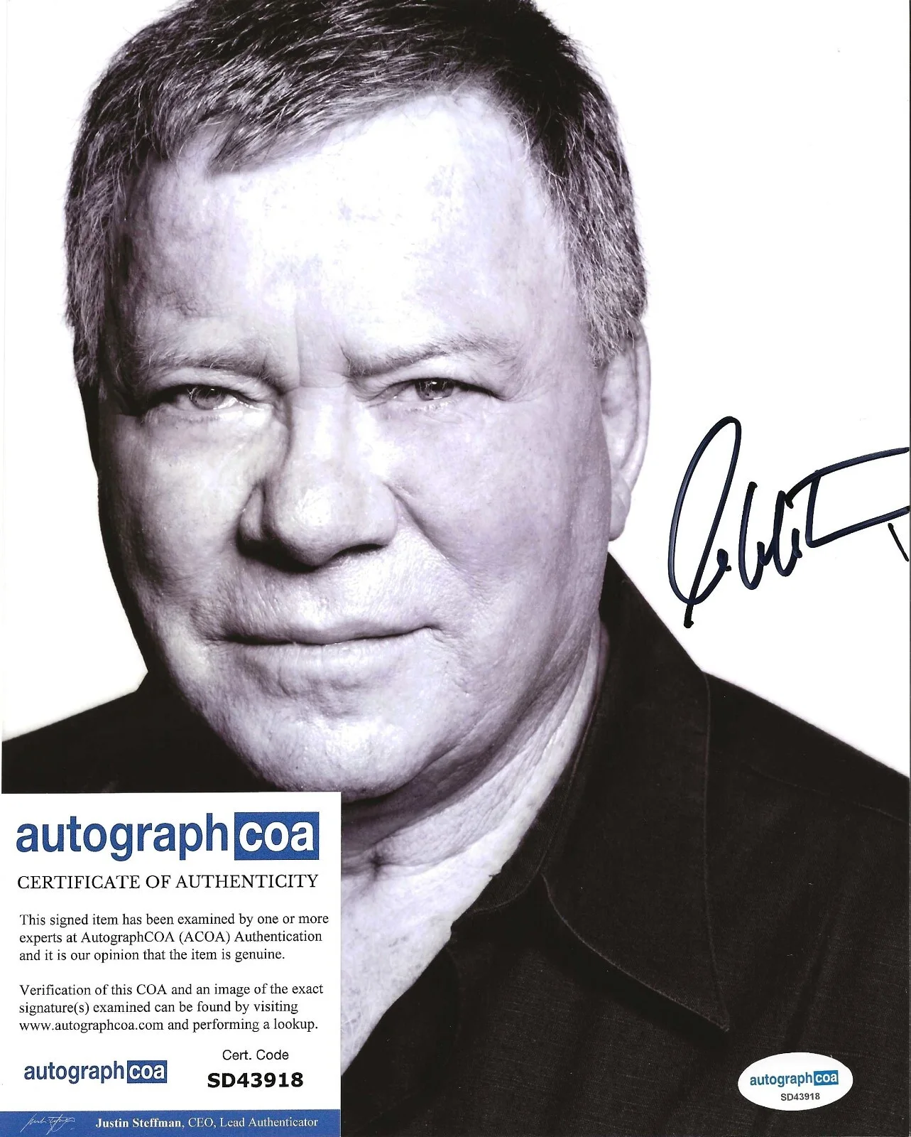 William Shatner — William Shatner Autographed Official 8x10 Photo Star Trek Blue Origin- ACOA, image 2