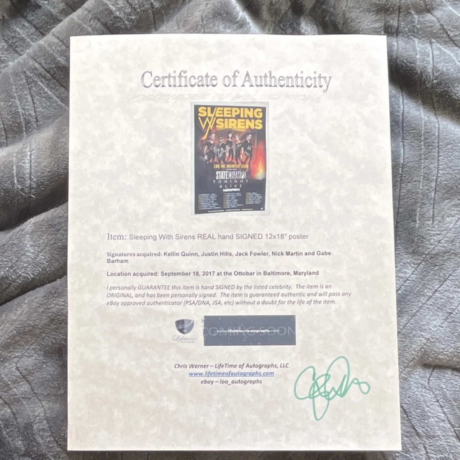 Sleeping With Sirens End The Madness Tour Signed 12x18 Poster Lifetime Auth LLC, изображение 2