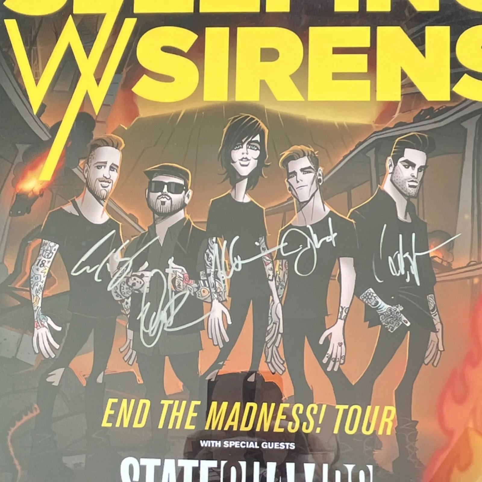 Sleeping With Sirens End The Madness Tour Signed 12x18 Poster Lifetime Auth LLC, изображение 4