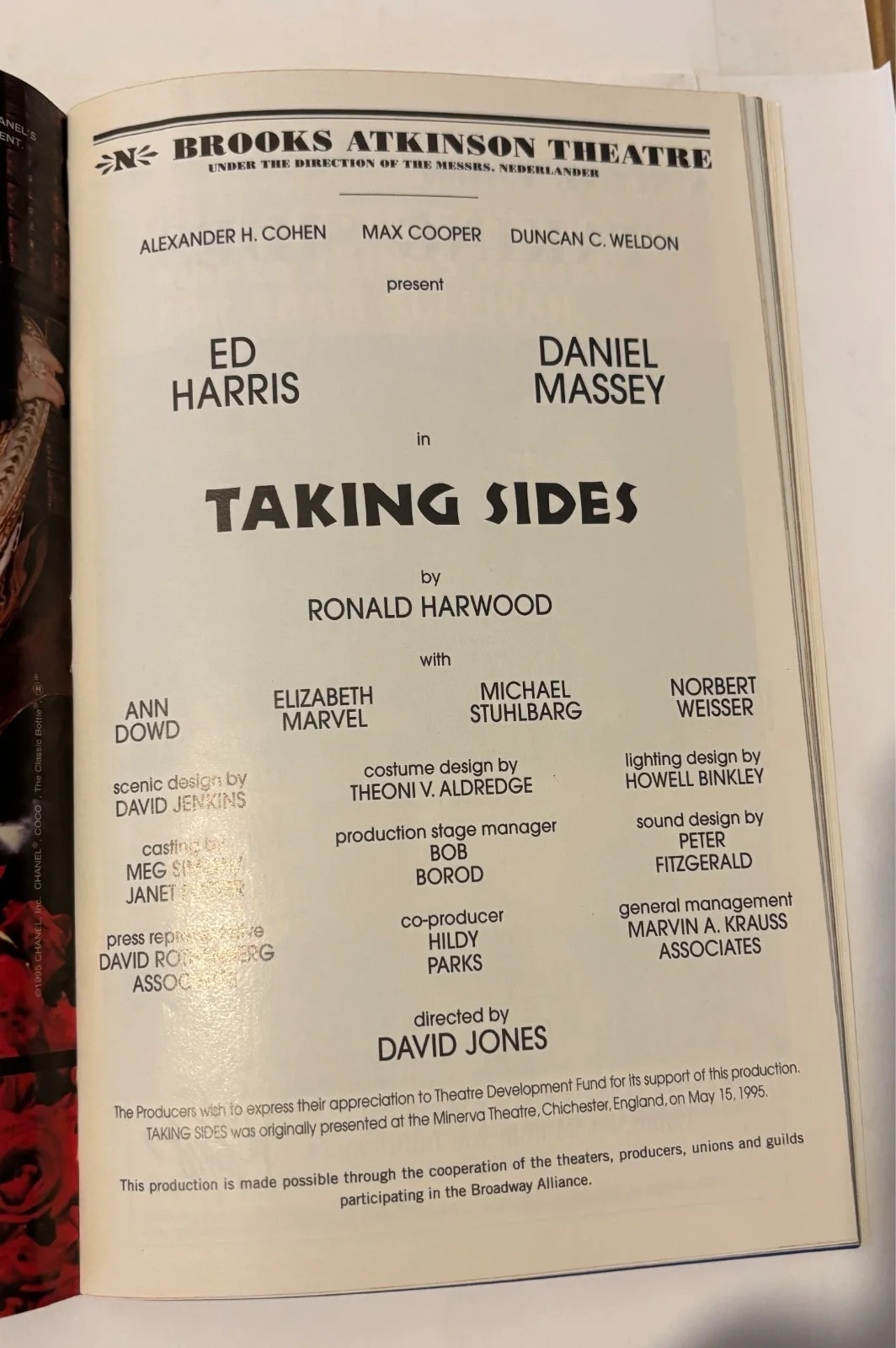 Ed Harris — Taking Sides- Playbill - Autograph-Ed Harris, image 2