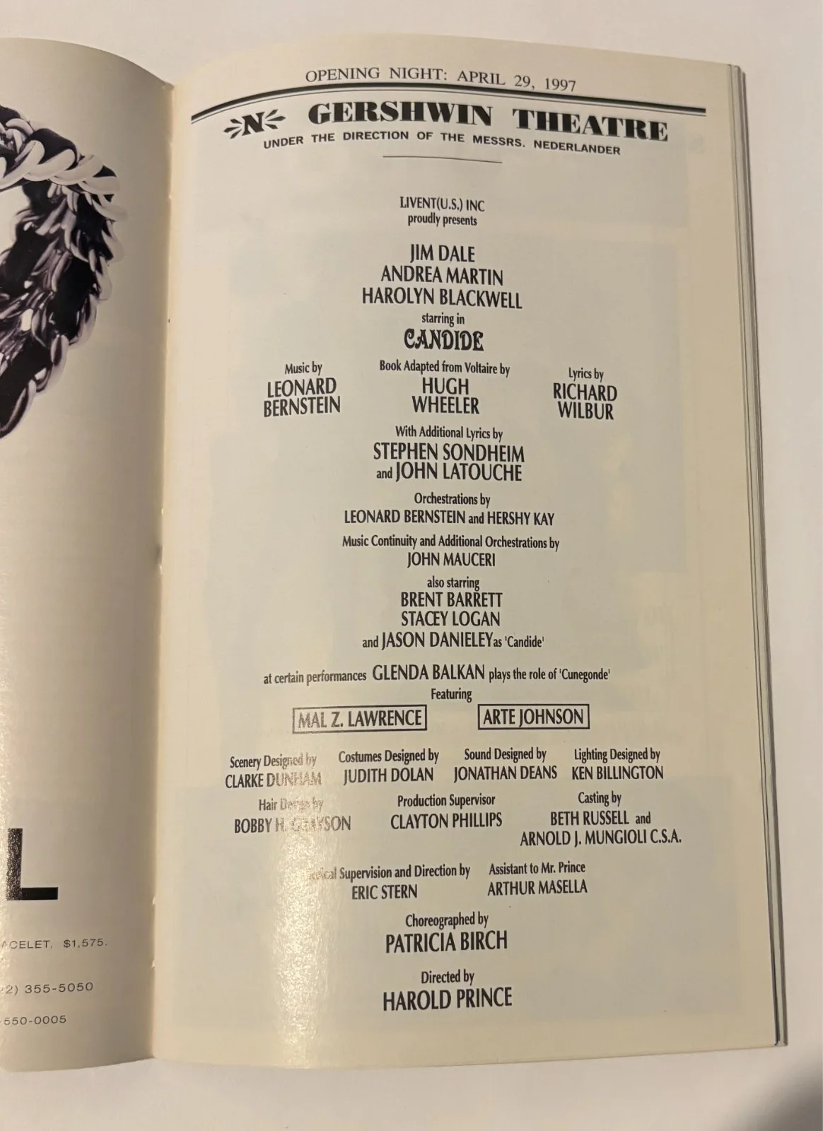 Andrea Martin — Candide- Playbill - Autograph- Andrea Martin, image 2
