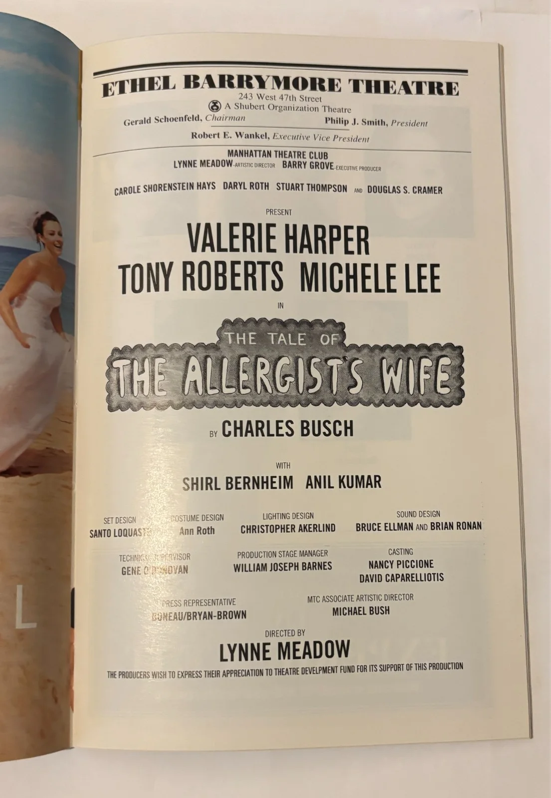 The Allergists Wife- Playbill - Autograph- Valerie Harper, image 2