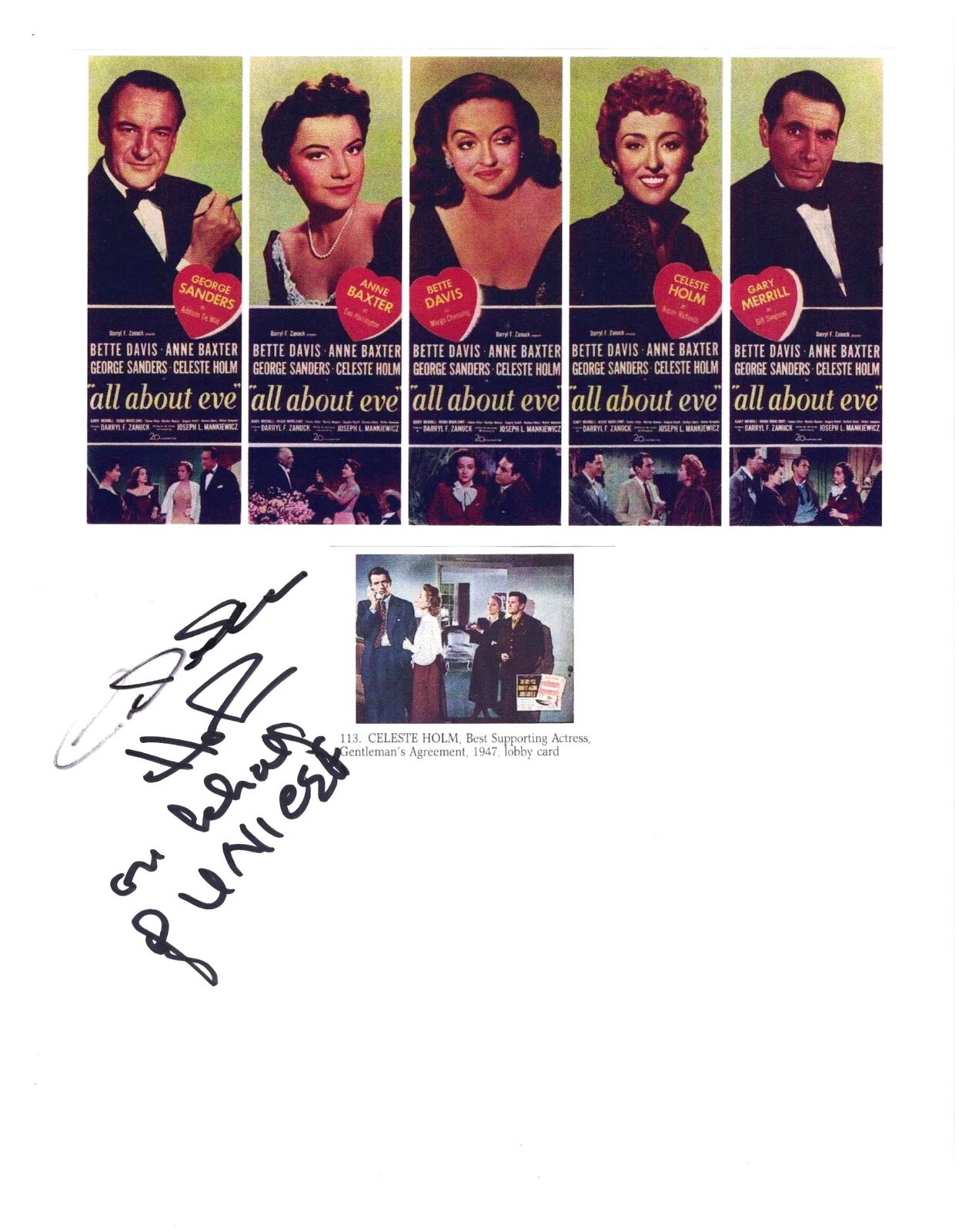 Celeste Holm — CELESTE HOLM Autographed 8X10 All About Eve FREE SHIPPING! Gentleman's Agreement