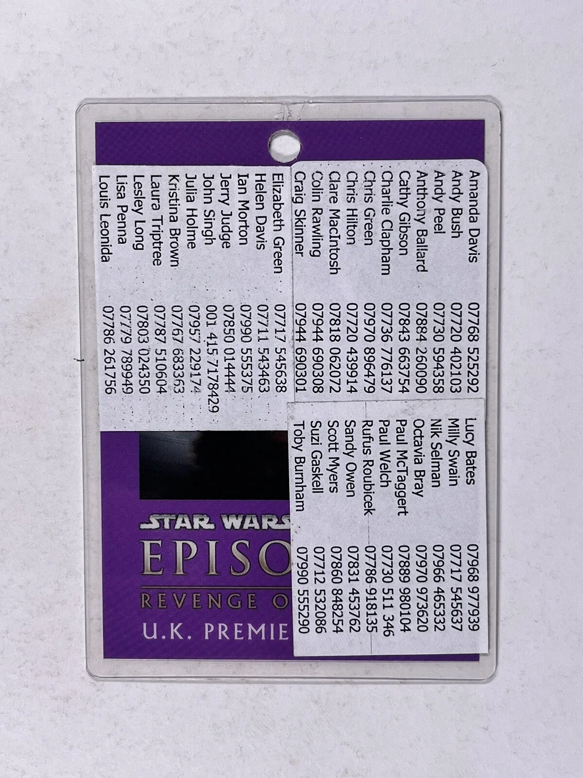 Star Wars Premiere Staff Pass Episode III Revenge Of The Sixth Original 2005, изображение 2