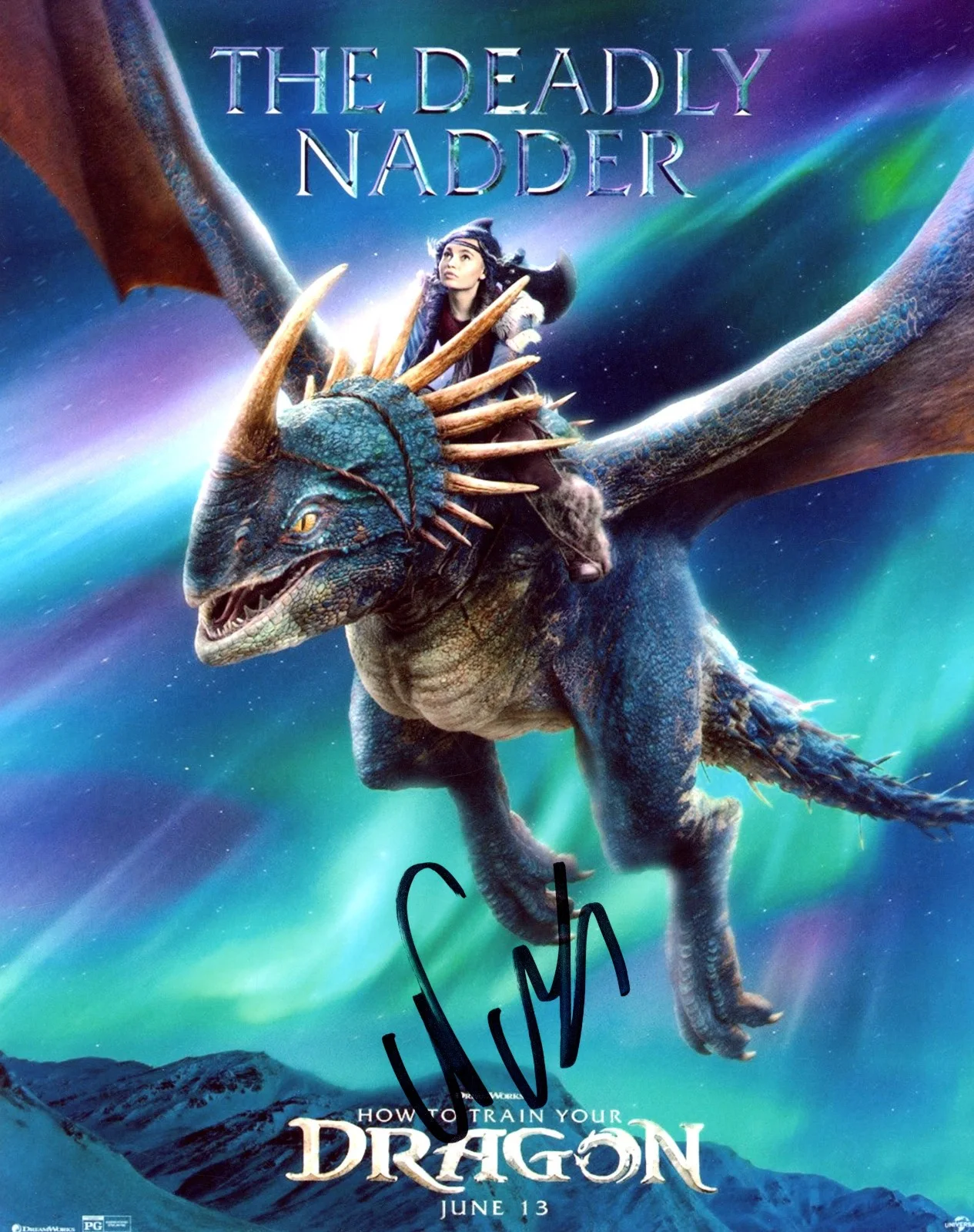 Nico Parker — Nico Parker HOW TO TRAIN YOUR DRAGON Star Signed Astrid 8x10 Photo PROOF ACOA B, изображение 2