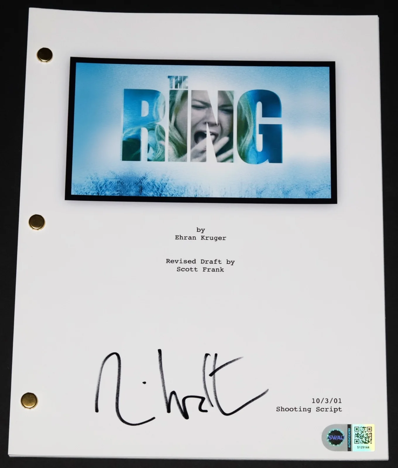 Naomi Watts — NAOMI WATTS Signed THE RING Full Movie SCRIPT autograph + SWAU COA