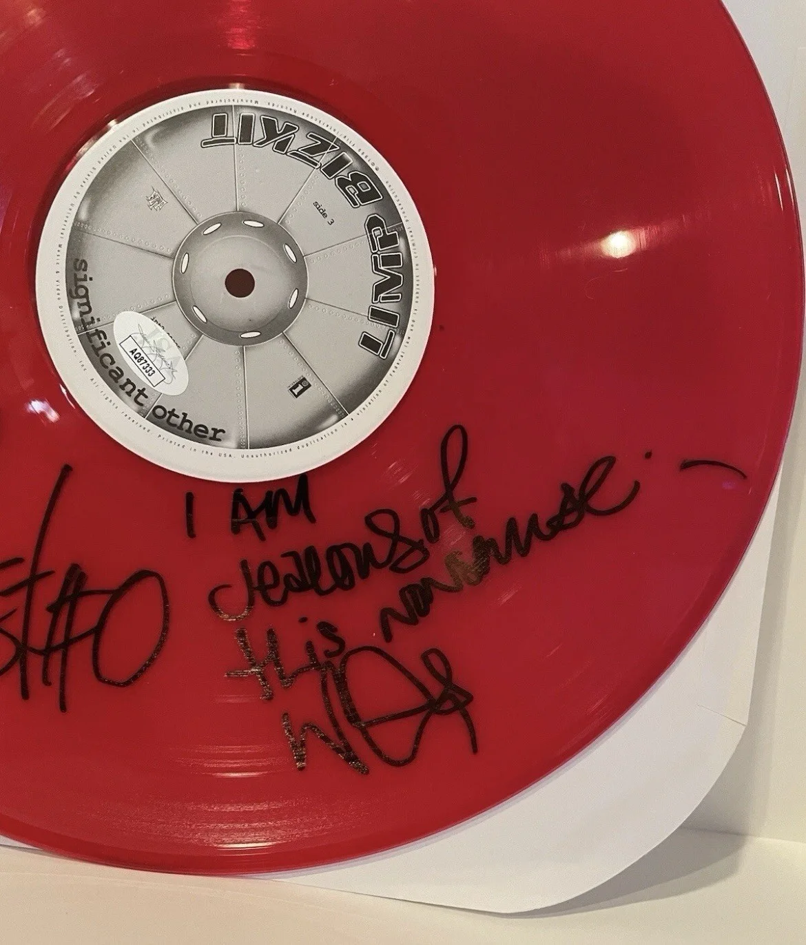 Limp Bizkit Fred Durst Wes Borland Signed Significant Other Red Vinyl JSA COA 2, изображение 4
