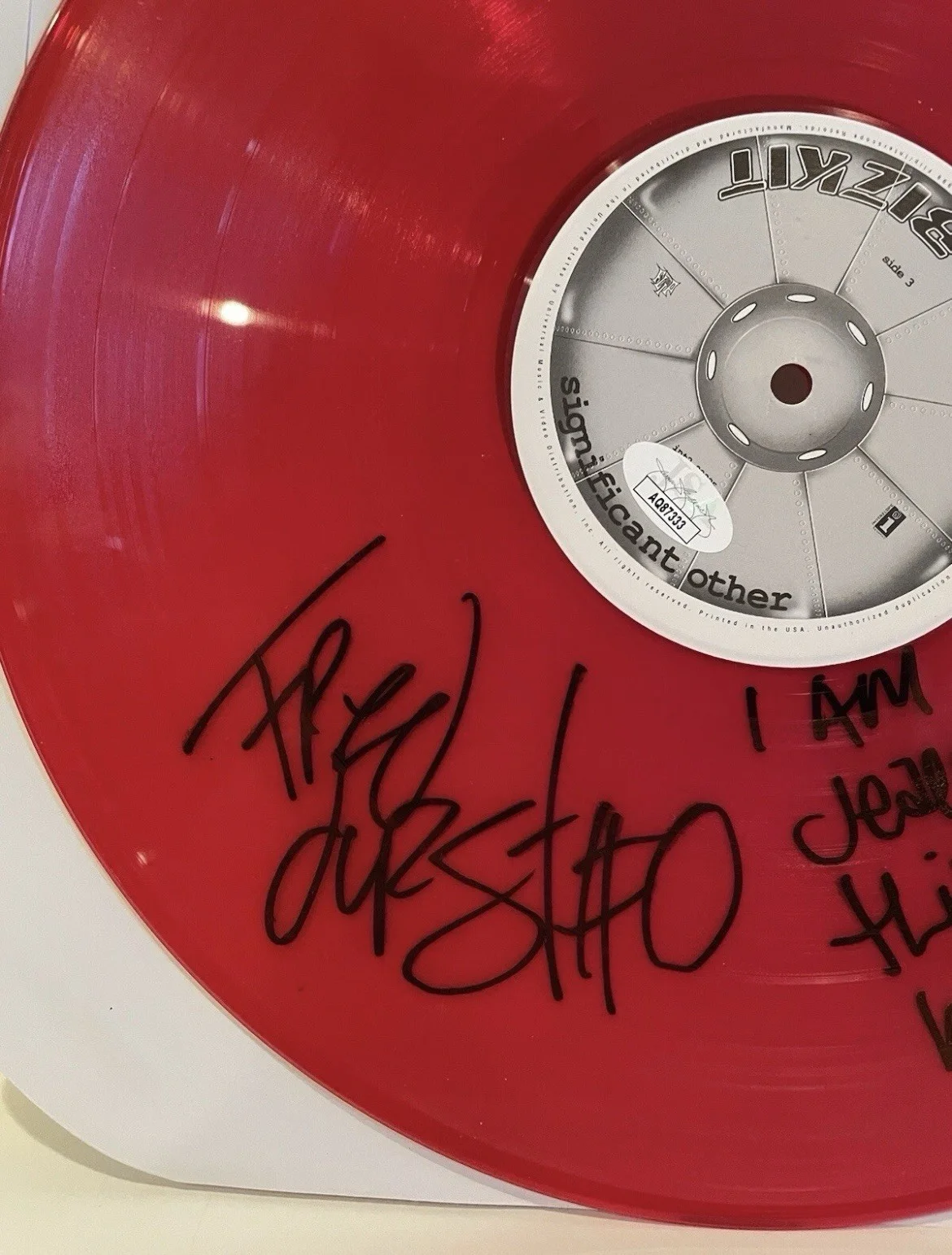 Limp Bizkit Fred Durst Wes Borland Signed Significant Other Red Vinyl JSA COA 2, изображение 5