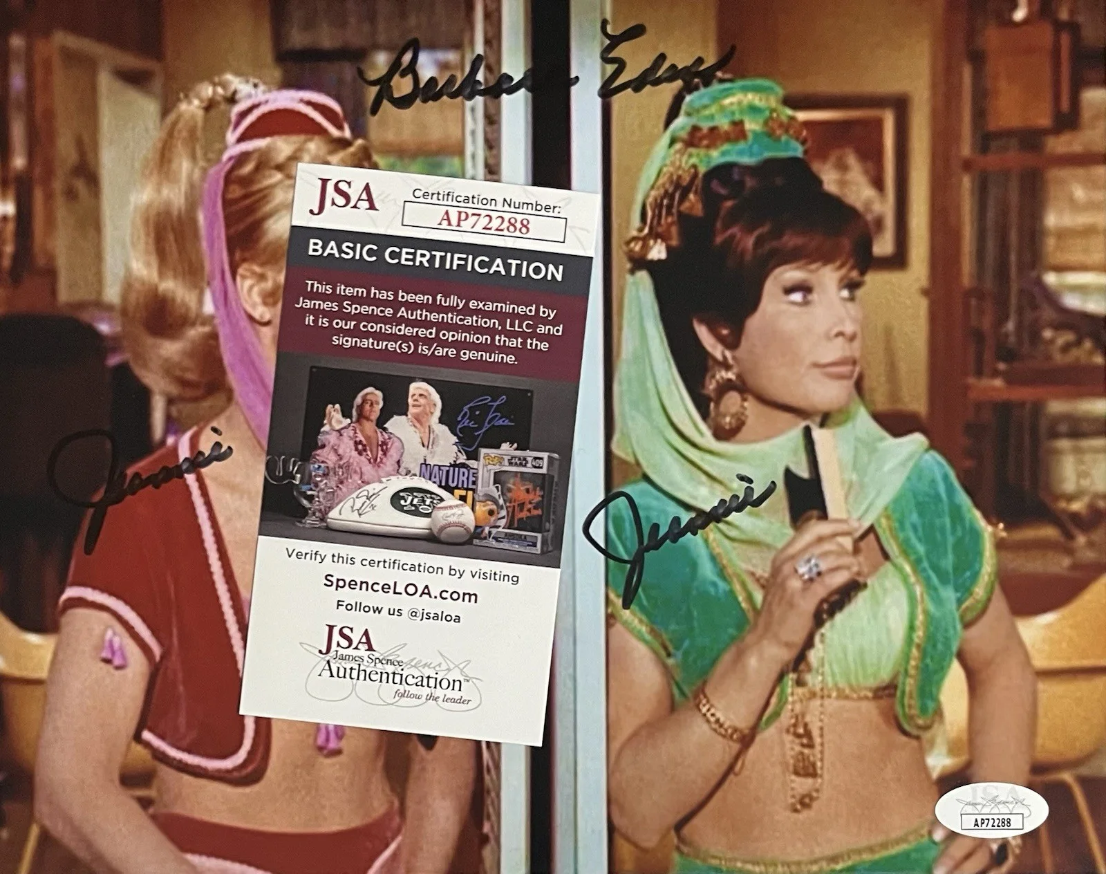 Barbara Eden — Barbara Eden Signed Twice "Jeannie " 8x10 Photo AUTO JSA COA With Evil Sister, image 5
