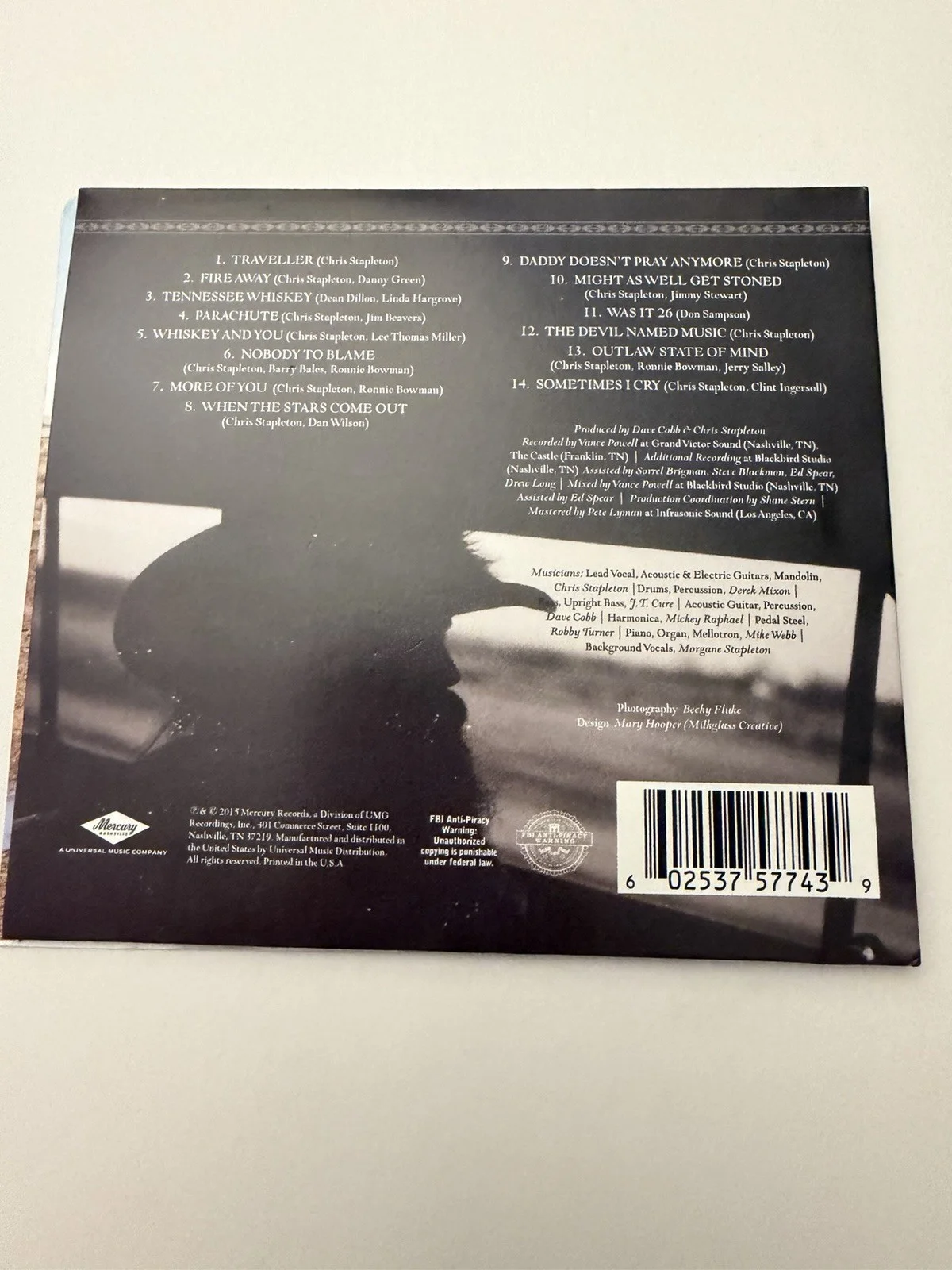 Chris Stapleton Signed Autographed CD Cover Booklet, image 2