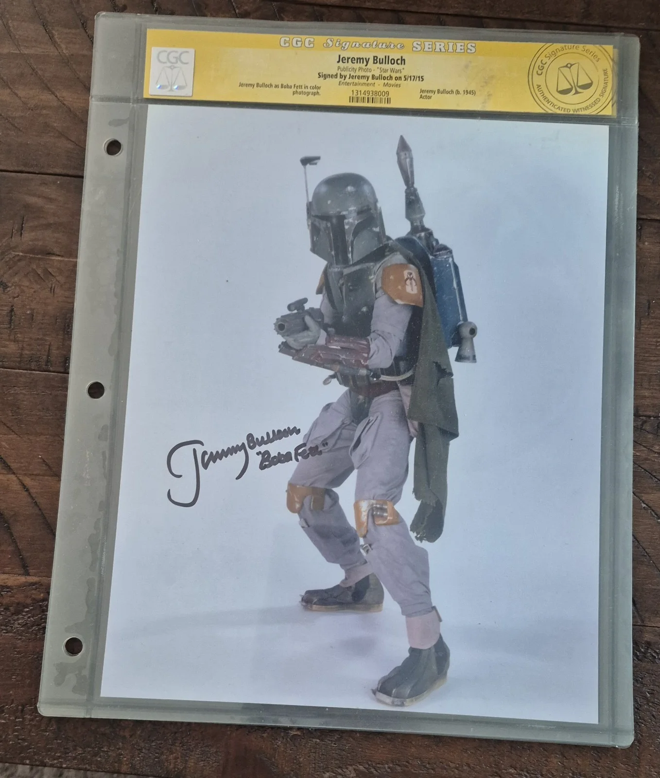 Star Wars Jeremy Bulloch Boba Fett 8x10 Autographed Photo CGC Authentic, изображение 2