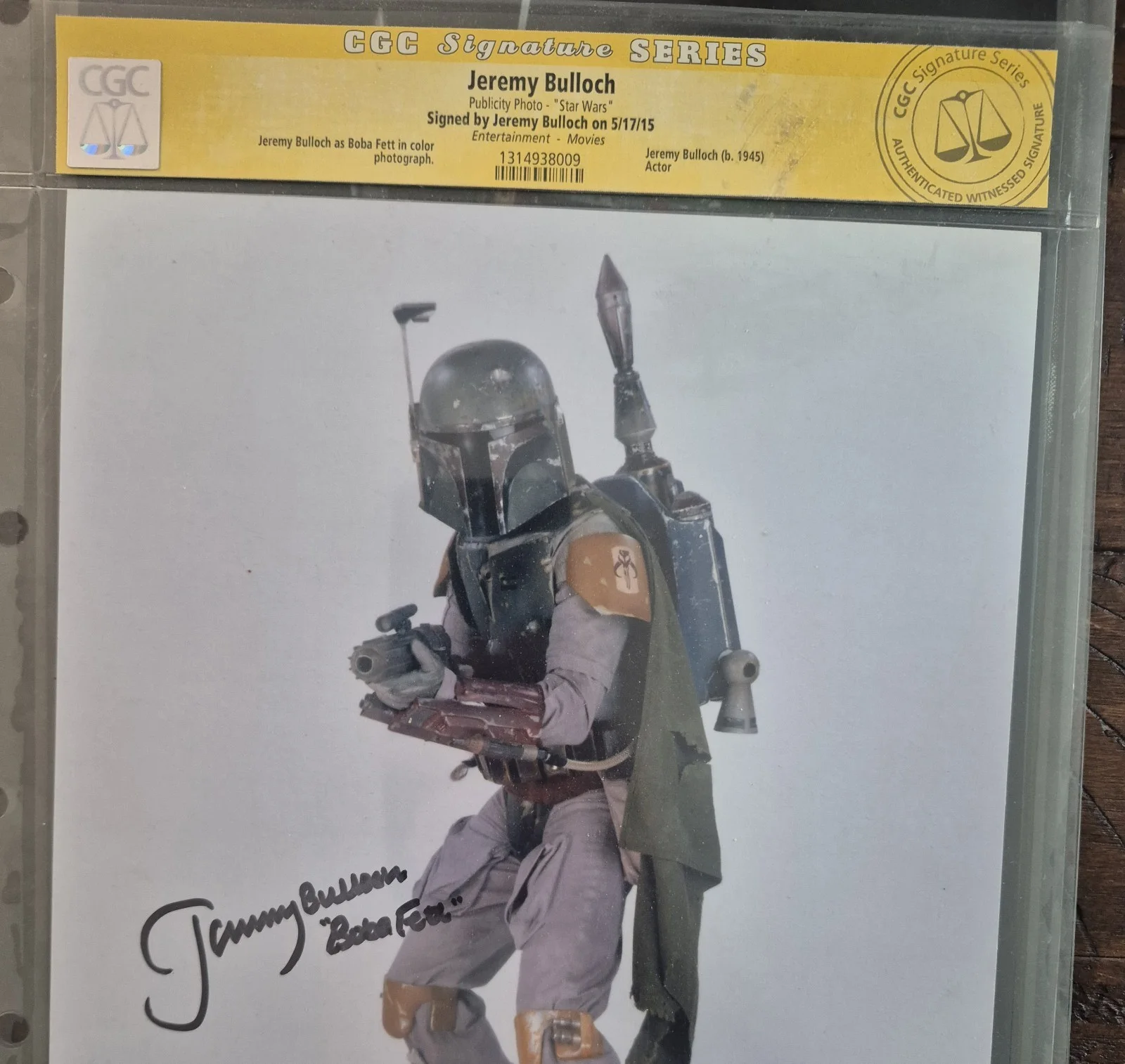 Star Wars Jeremy Bulloch Boba Fett 8x10 Autographed Photo CGC Authentic, изображение 3
