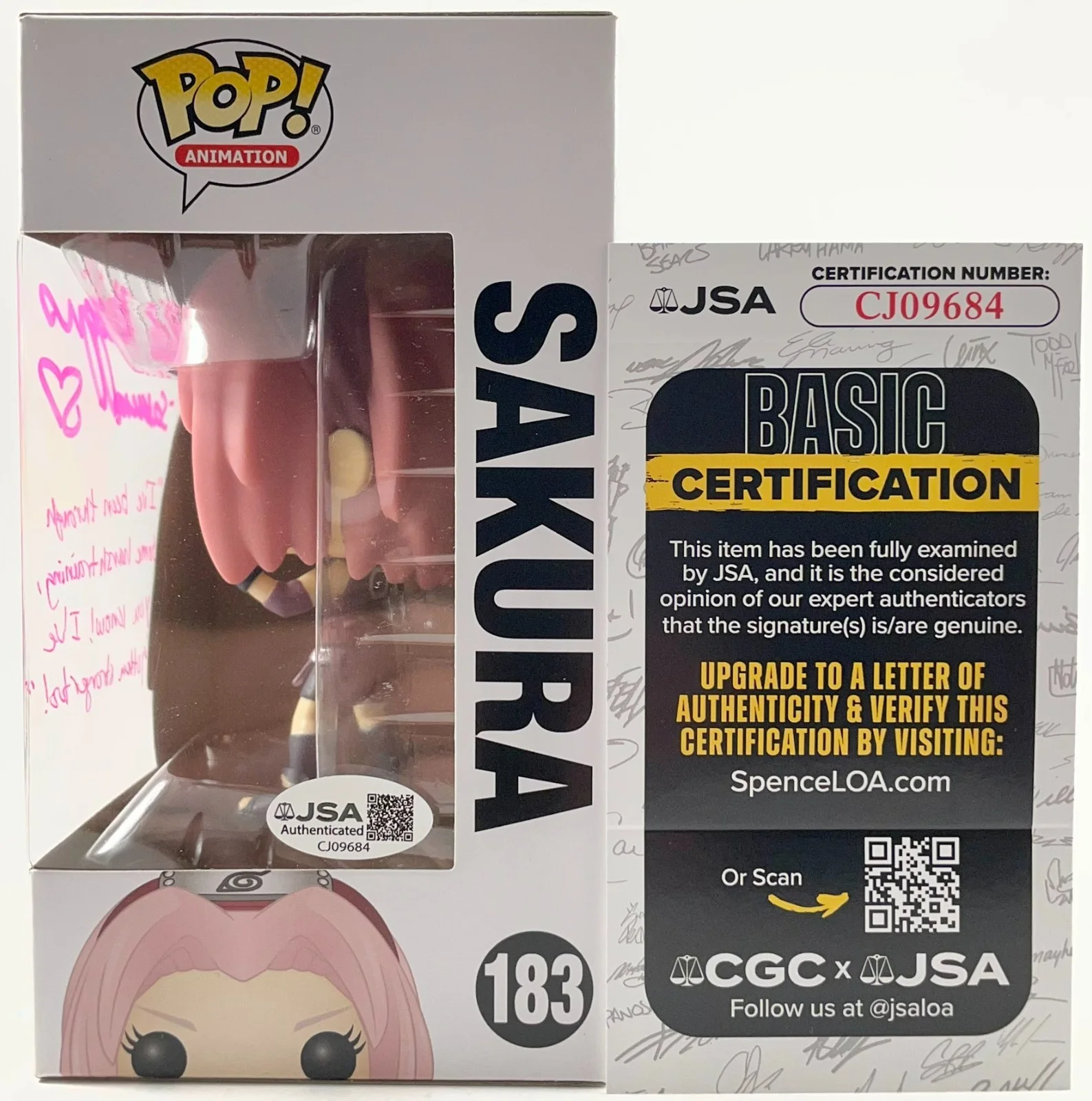 Kate Higgins — Kate Higgins Signed Naruto Shippuden Sakura Funko POP! Vinyl Autograph JSA COA, image 2