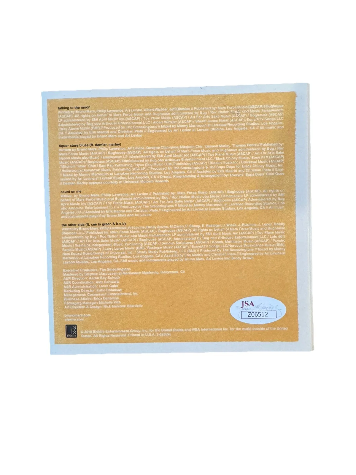 Bruno Mars Signed Peter Hernandez (Doo Wops Hooligans) 6x12 CD Cover Framed JSA, image 3