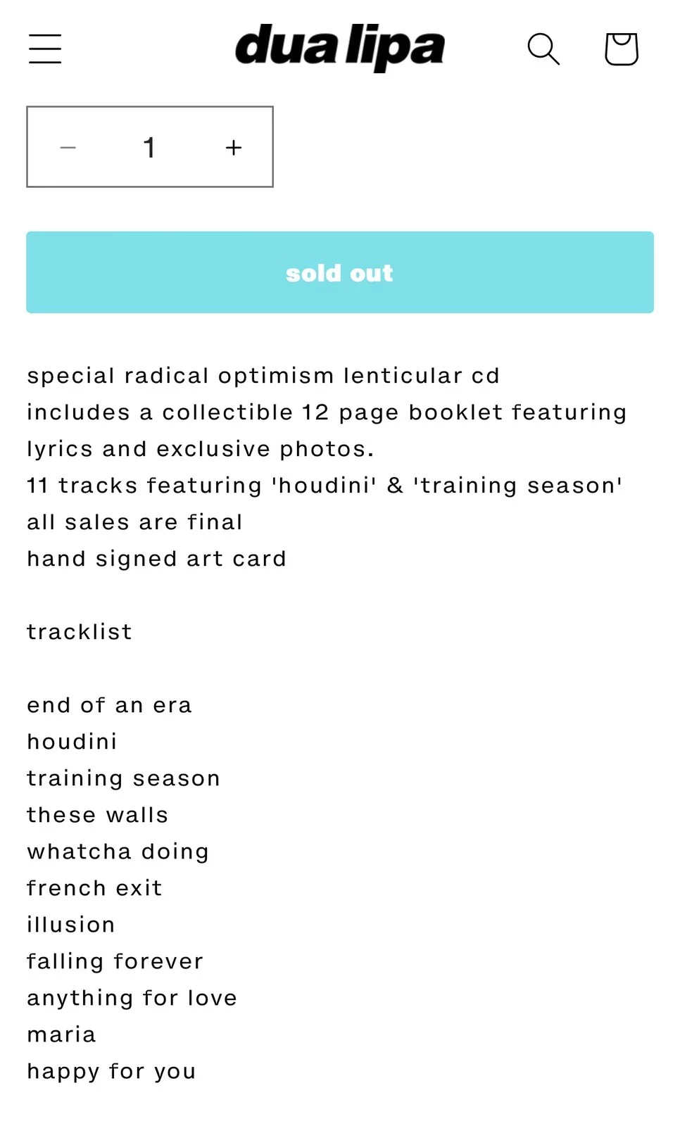 Dua Lipa SOLD OUT SIGNED Radical Optimism AUTOGRAPHED CD, image 2