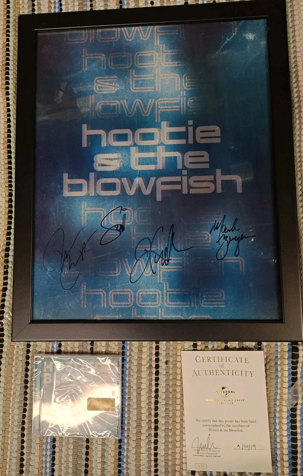 Hootie & The Blowfish full band hand SIGNED poster With Paper Of Authenticity., изображение 2