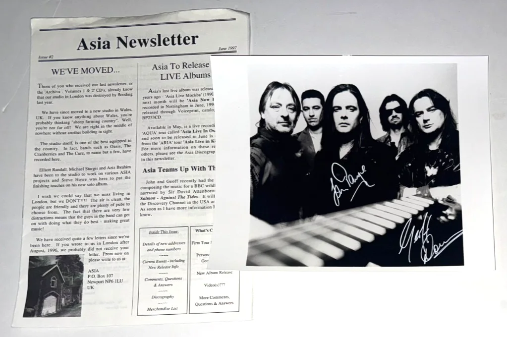 ASIA rock band REAL hand SIGNED promo press photo Downes Payne COA Autographed, изображение 2