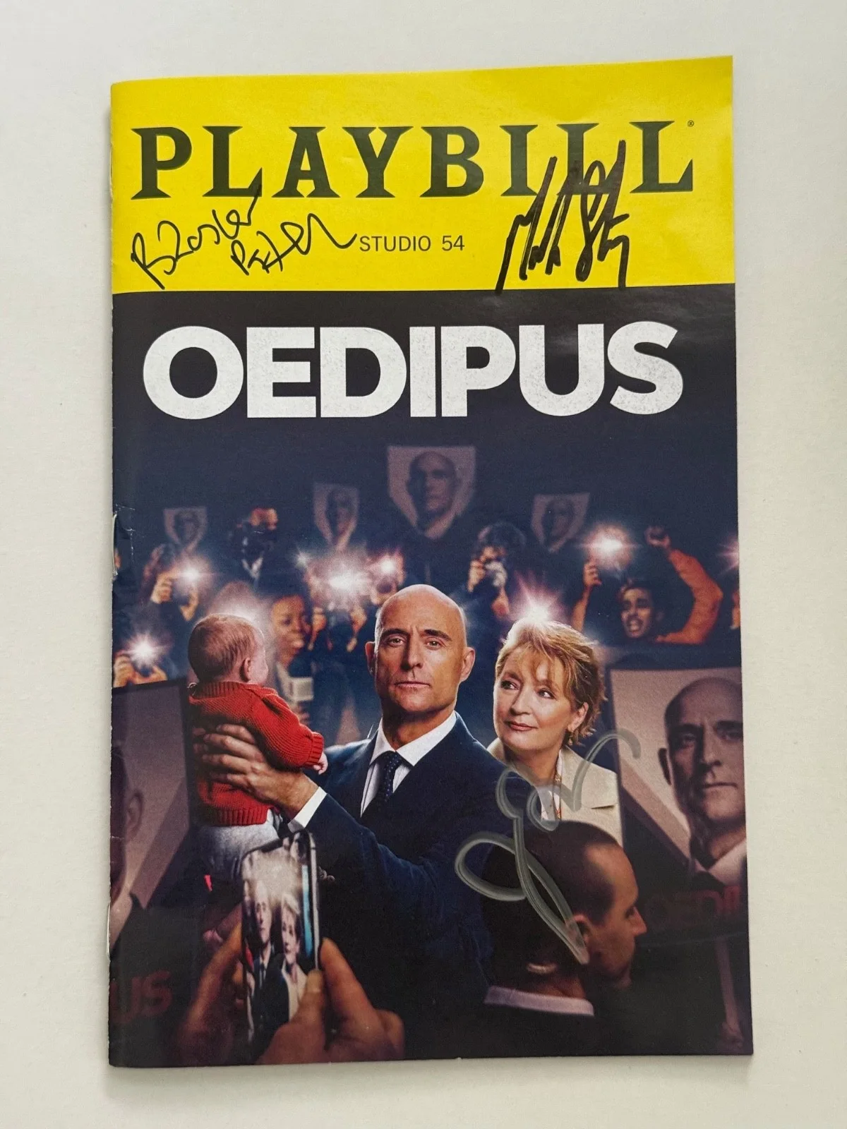 Mark Strong, John Carroll Lynch, Bhasker Patel — Oedipus signed x3 Broadway playbill autograph Mark Strong John Carroll Lynch