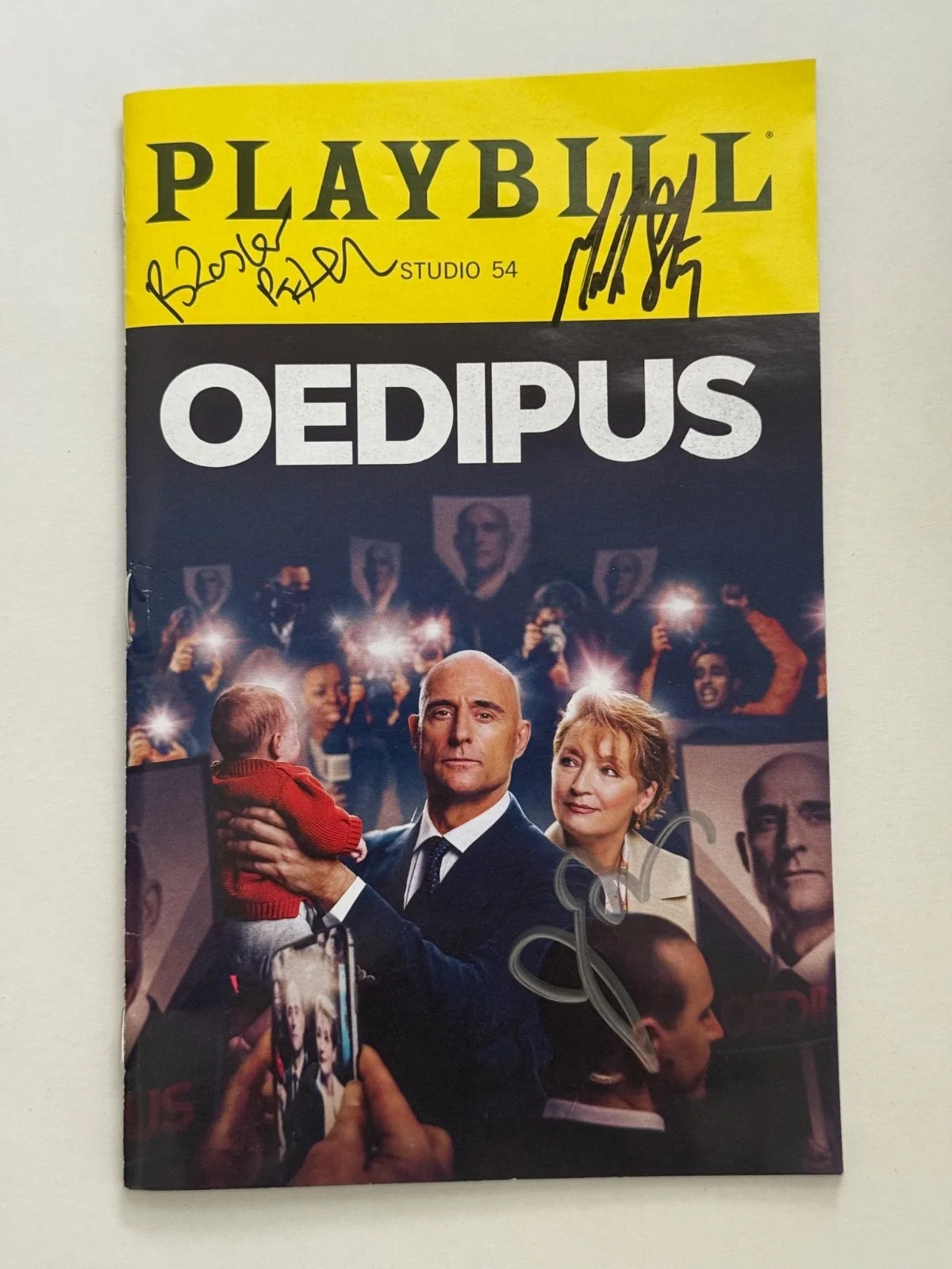 Mark Strong, John Carroll Lynch, Bhasker Patel — Oedipus signed x3 Broadway playbill autograph Mark Strong John Carroll Lynch, image 2
