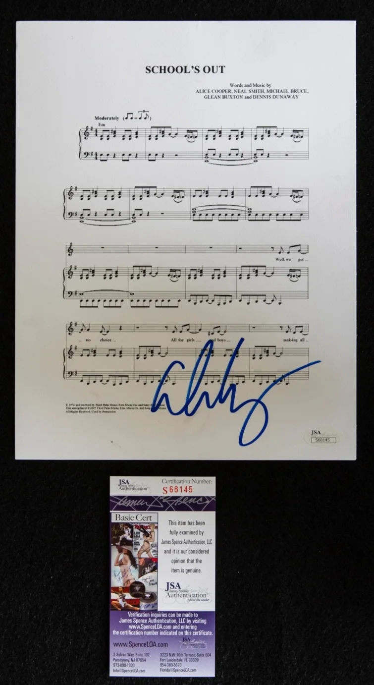 School's Out Lyric Sheet Autographed by Alice Cooper - JSA Certified, image 3