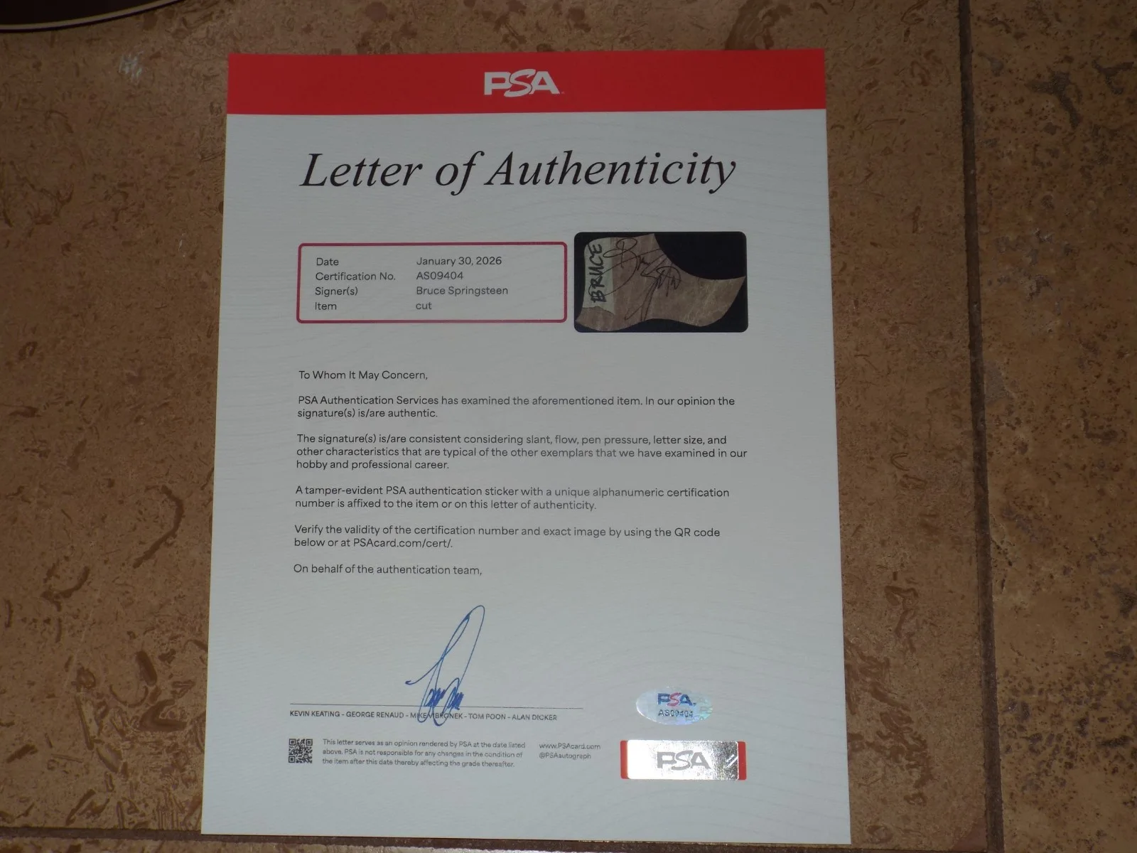 Bruce Springsteen Signed GUITAR Autographed FENDER PSA LOA, image 2
