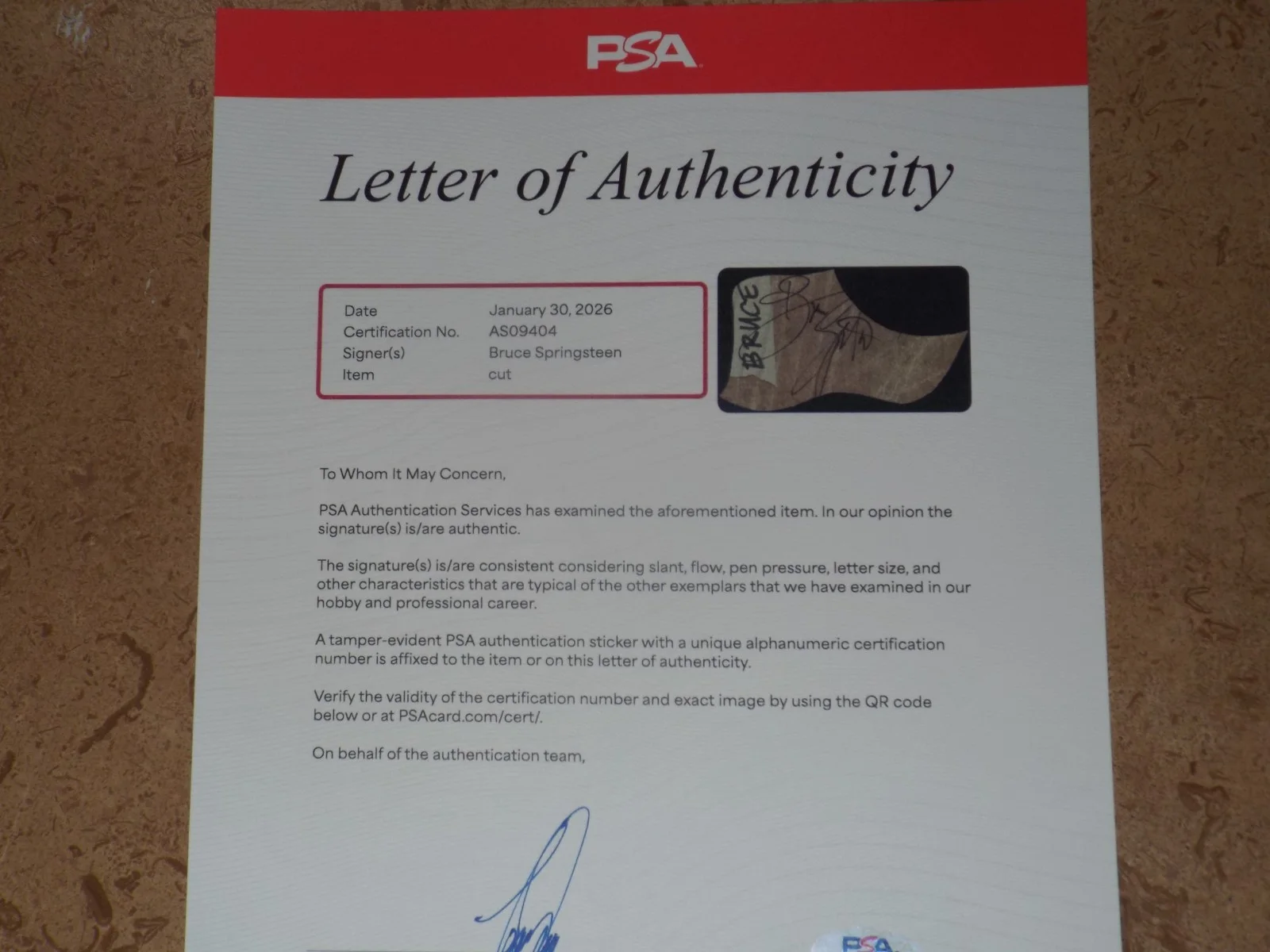 Bruce Springsteen Signed GUITAR Autographed FENDER PSA LOA, image 4