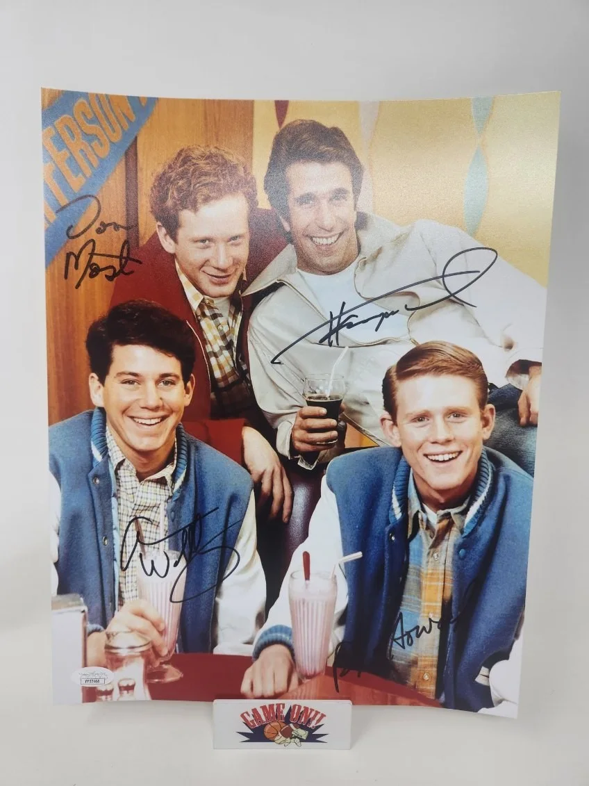 Ron Howard, Don Most, Henry Winkler, Anson Williams — Happy Days Ron Howard Henry Winkler Most Williams Signed 11x14 Photo JSA COA BUF