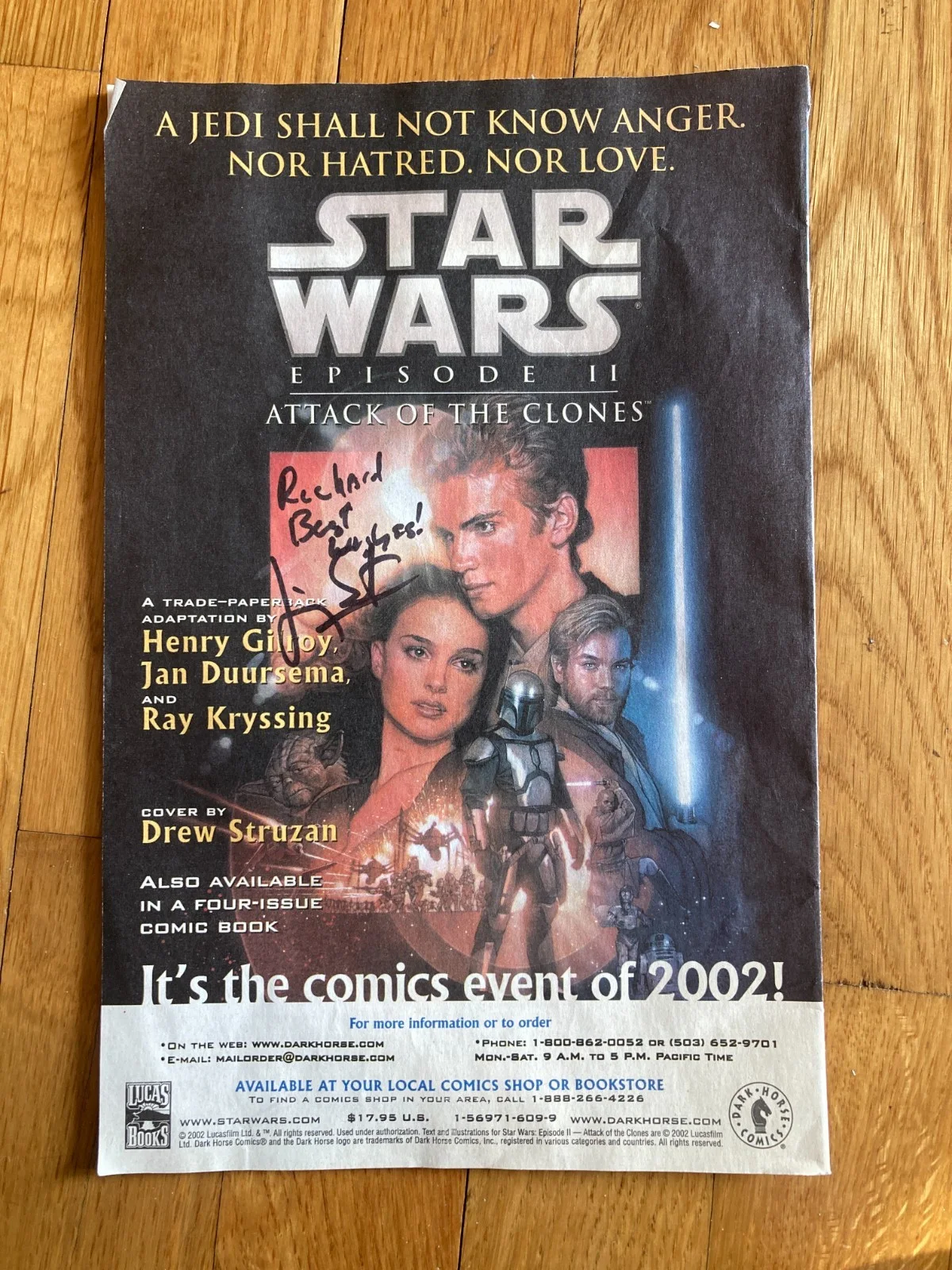 Jimmy Smits — Jimmy Smits Signed Autographed Star Wars Tales Lucas Comic Book Bail Organa