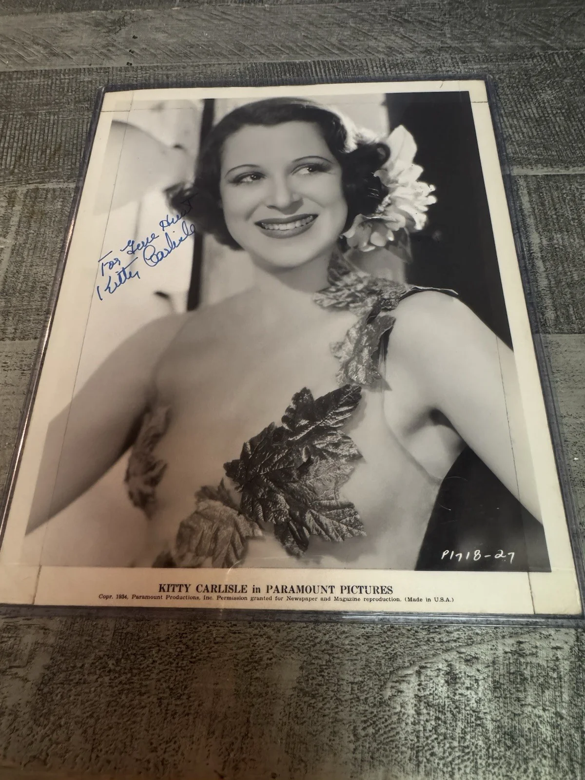 Kitty Carlisle — Kitty Carlisle Murder at Vanities 1934 Signed Vintage Original Dblwt Photo COA