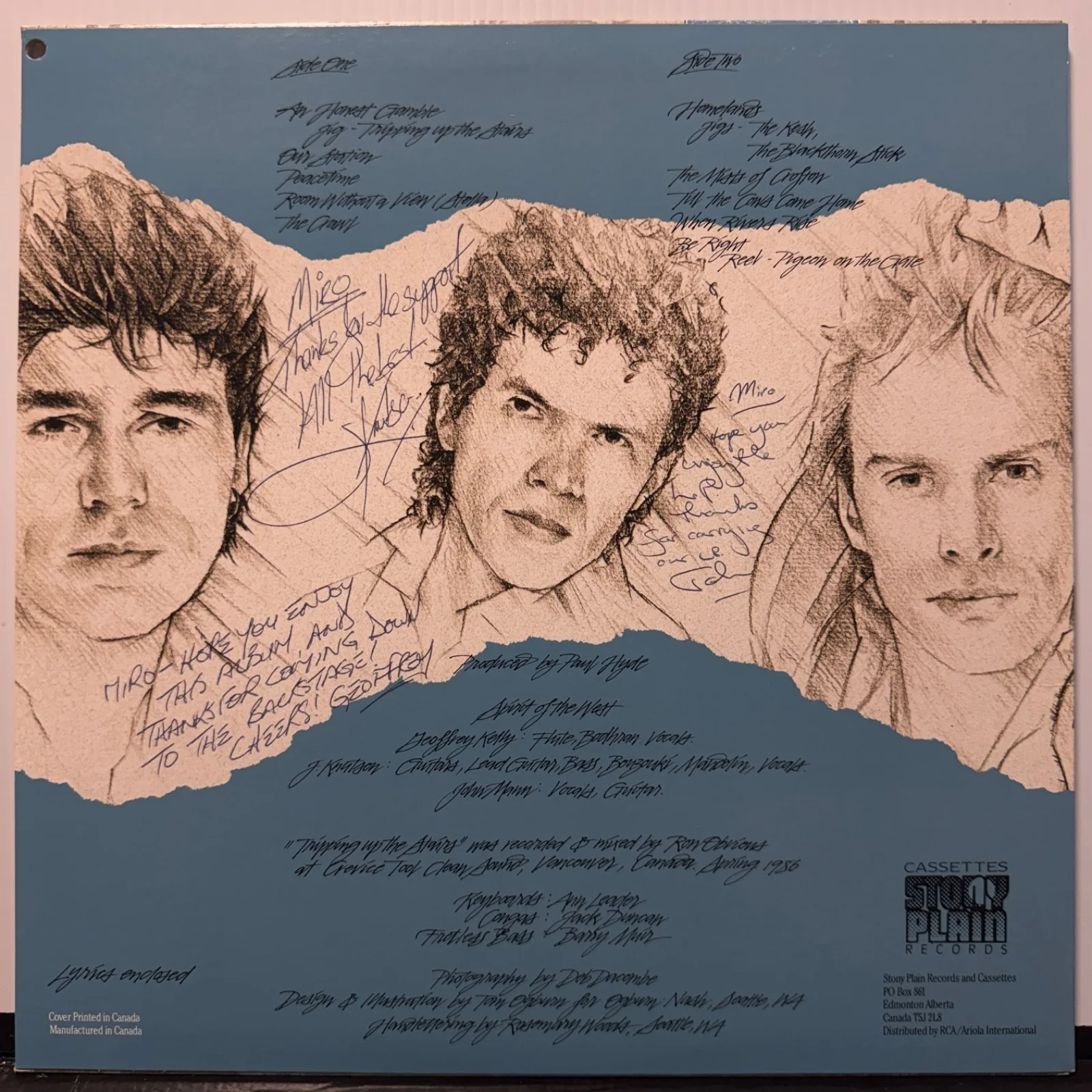 SPIRIT OF THE WEST "Tripping Up The Stairs" AUTOGRAPHED BY ALL TO MIRO vinyl LP, изображение 2