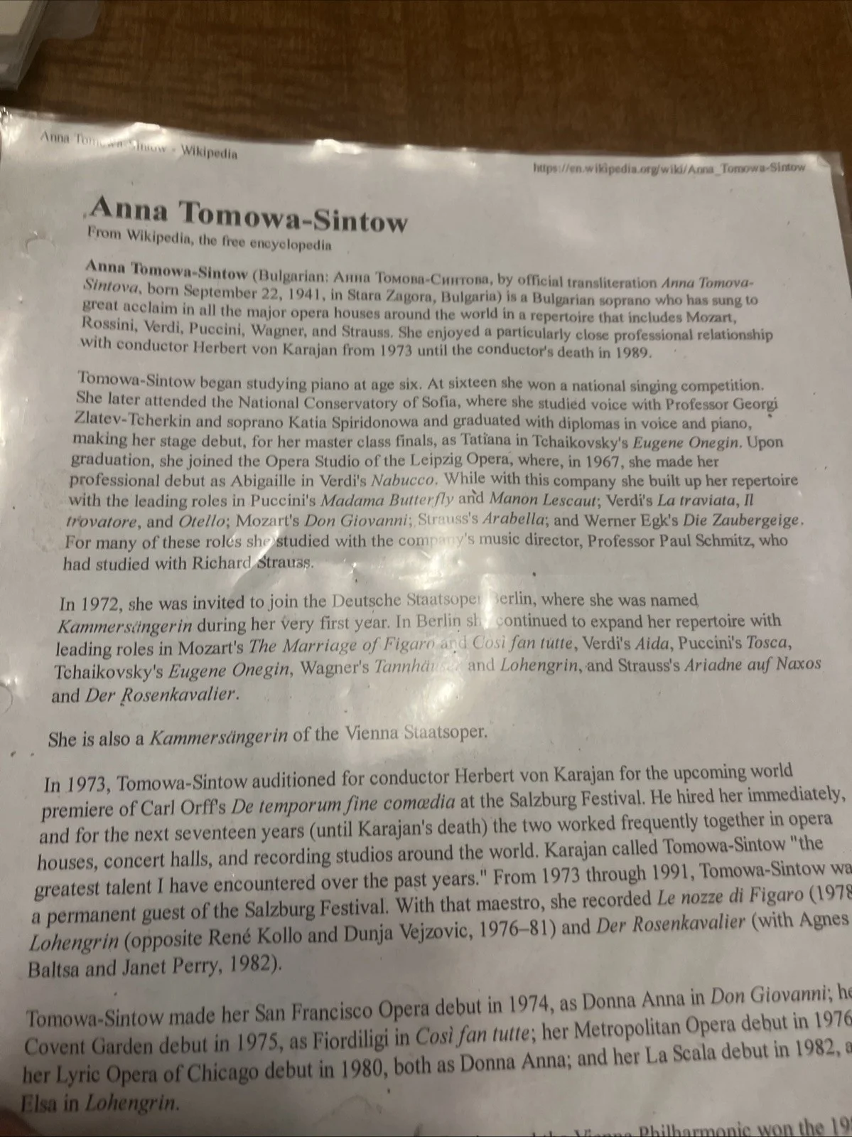 Anna Tomowa- Sintow Autograph, image 5