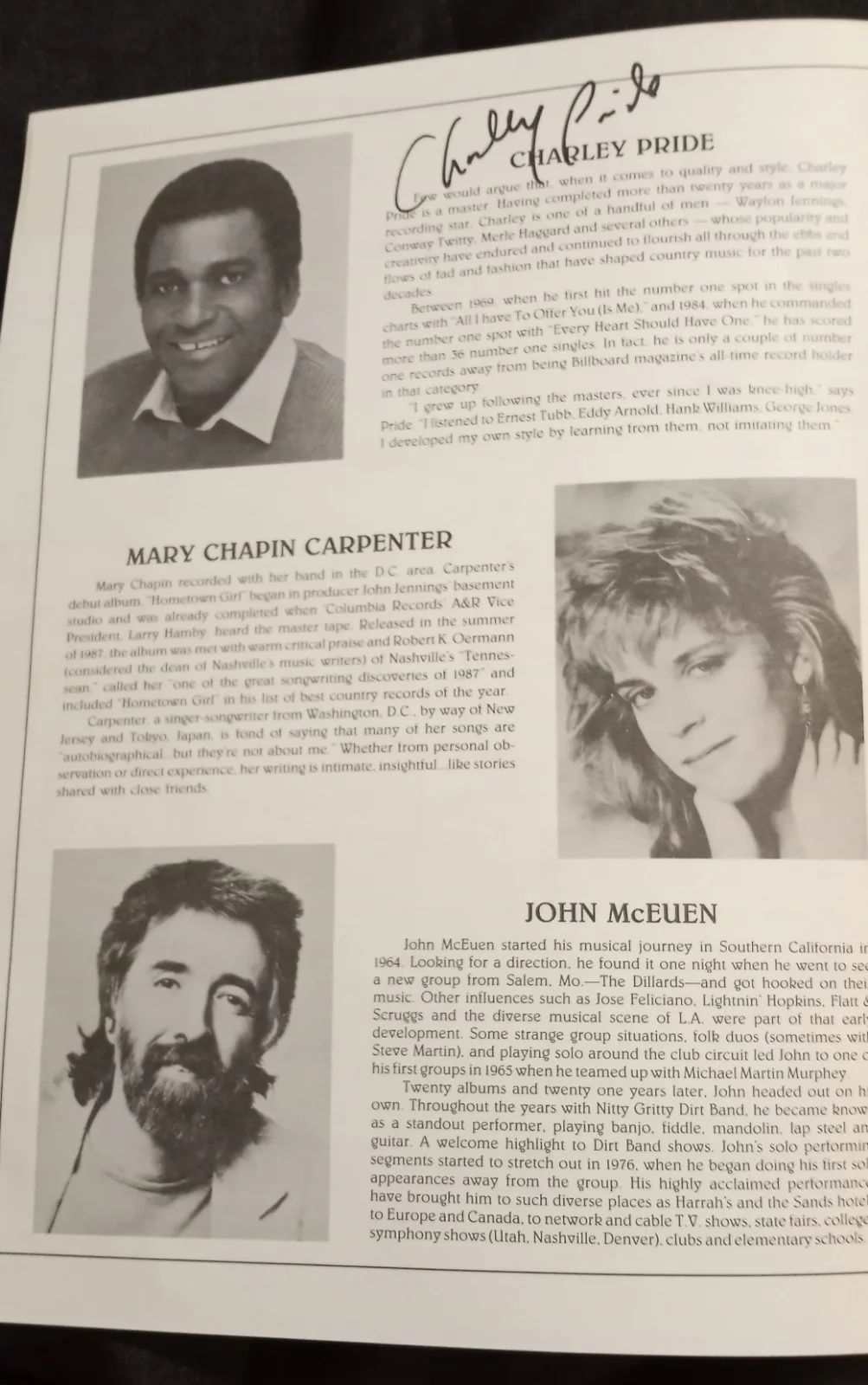 CHARLIE PRIDE Autograph 1990 KWKH Radio Listener Appreciation Show Hirsch, изображение 2
