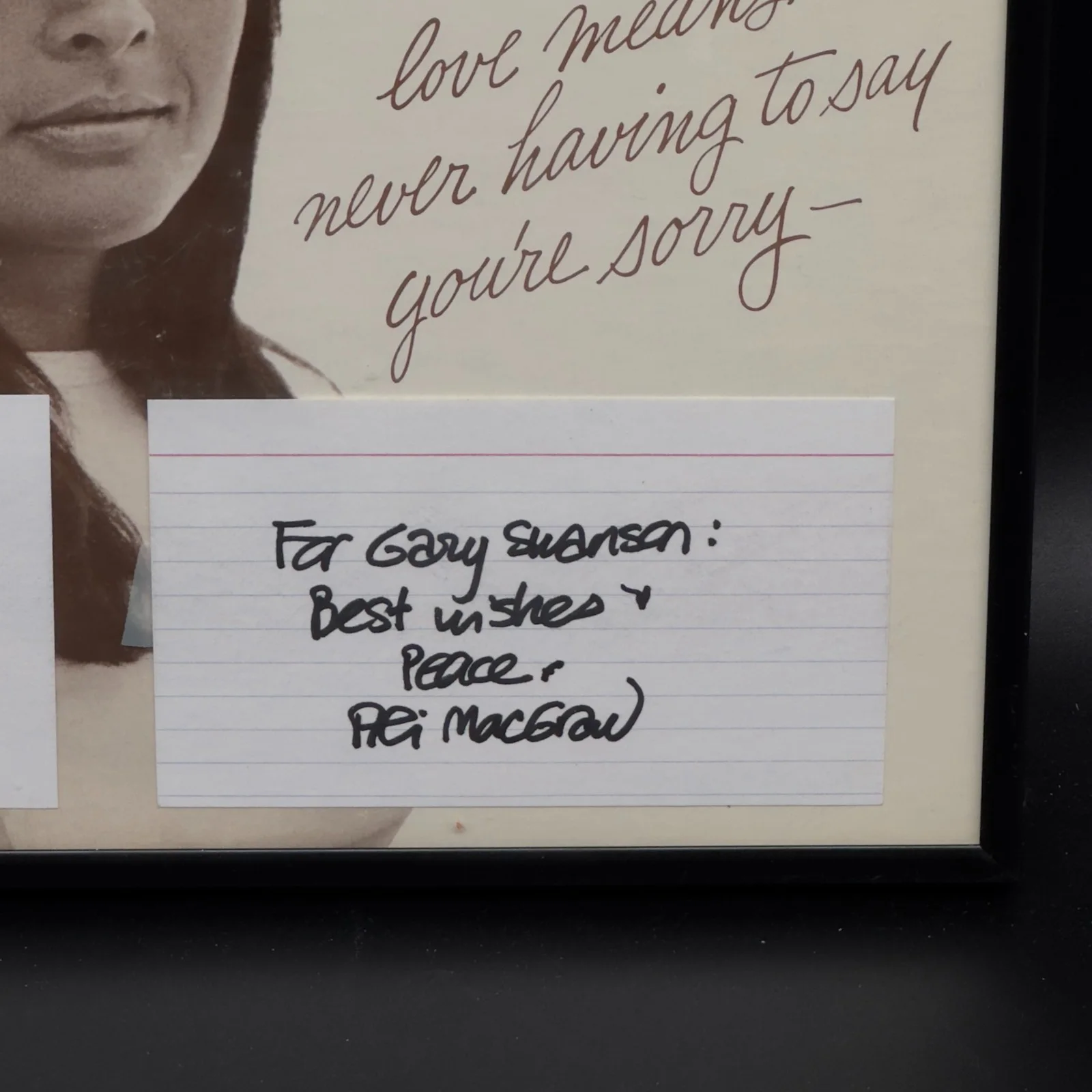 Ryan O'Neal & Ali MacGraw Vinyl LP, Signed Index Card Autograph Hand Signed Auto, изображение 3