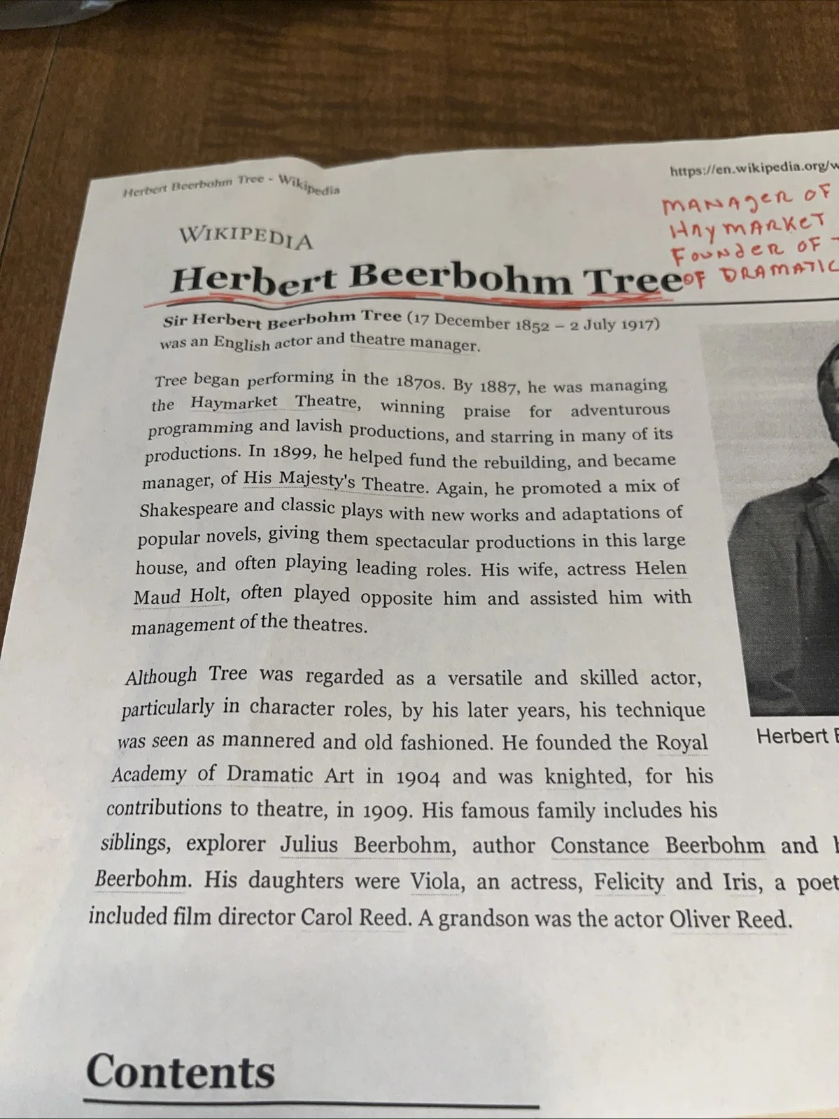 Herbert Beerbohm Tree Autograph Royal Academy Dramatic Art, image 3