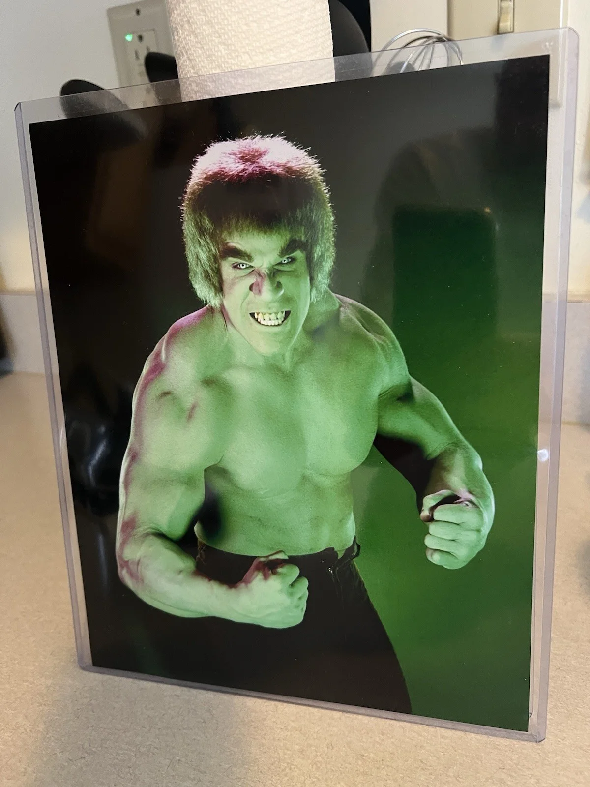 LOU FERRIGNO PSA/DNA CERTIFIED SIGNED POSTCARD w TOPPS TRADING CARD & 8x10 PHOTO, image 5