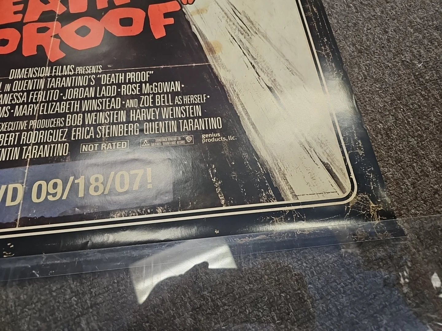 Rare Quentin Tarantino Death Proof SIGNED AUTOGRAPHED MOVIE POSTER 26.5X39.5, изображение 4