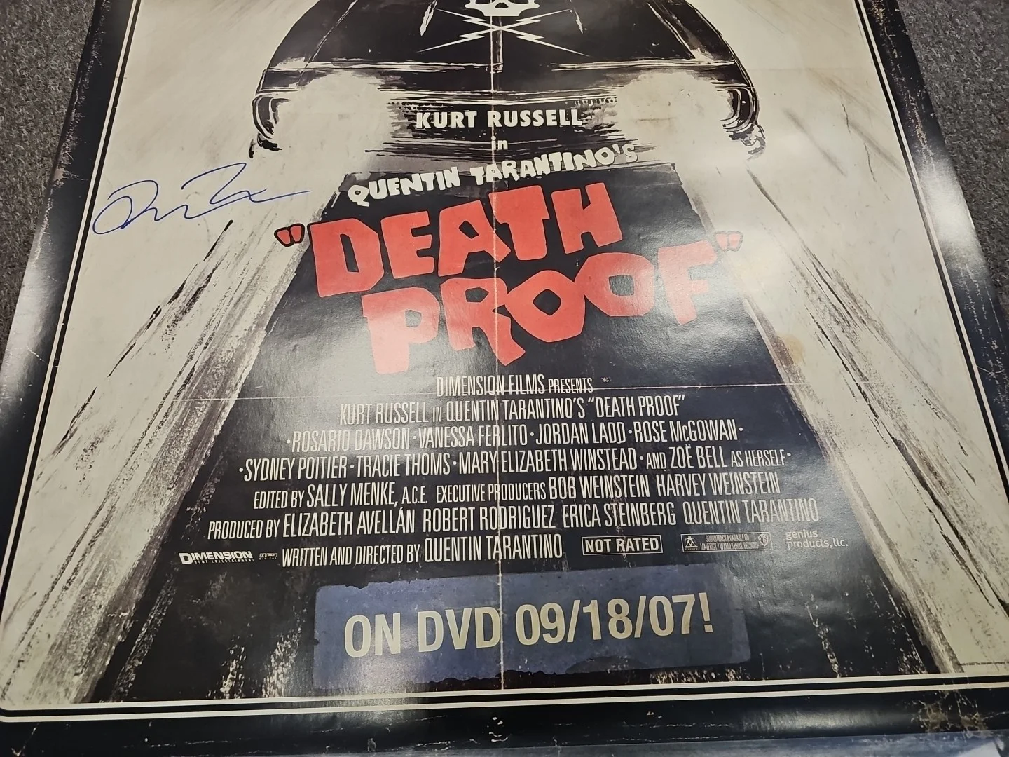 Rare Quentin Tarantino Death Proof SIGNED AUTOGRAPHED MOVIE POSTER 26.5X39.5, изображение 5