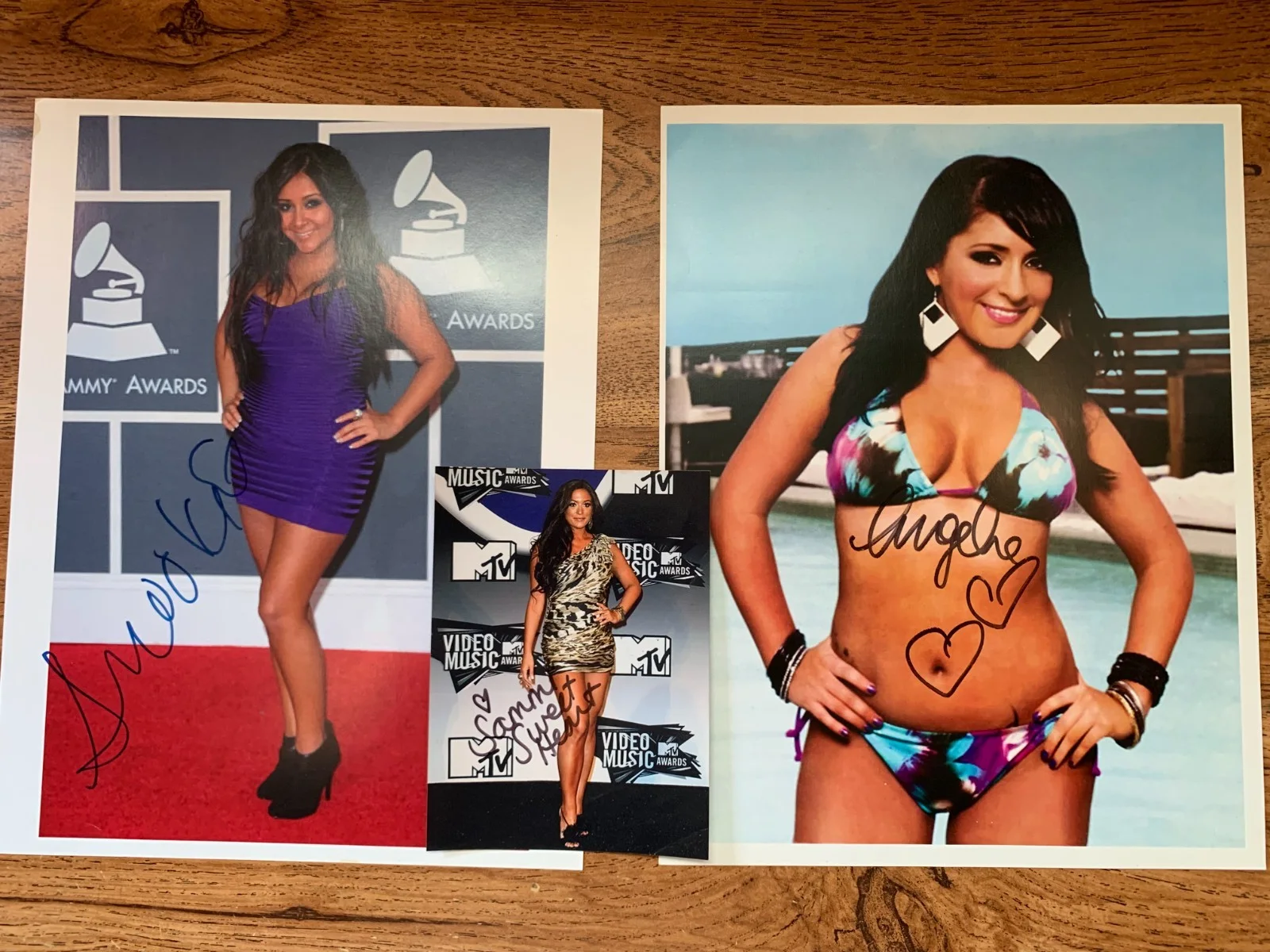 Snooki, Sammi, Anglina — 3 Jersey Shore Autographed Signed Photos 8.5 x 11 & 4 X 6 Snooki, Angle, Sammi, image 2