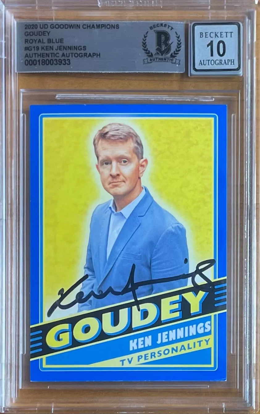 KEN JENNINGS — KEN JENNINGS SIGNED 2020 GOODWIN GOUDEY ROYAL BLUE G19 BAS BGS AUTOGRAPH 10 AUTO