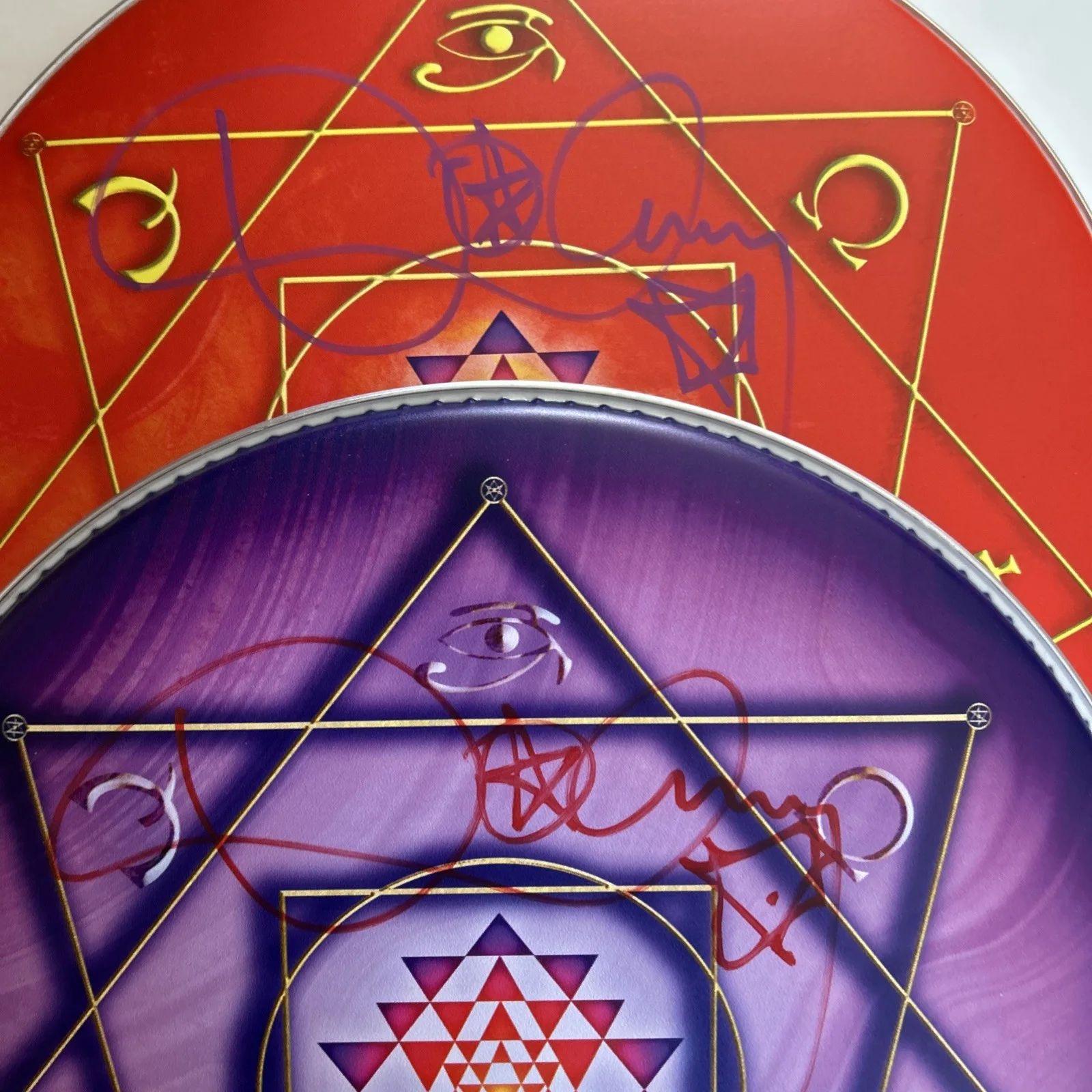 Danny Carey signed drumhead 14" Purple & Orange Tom limited edition, изображение 3