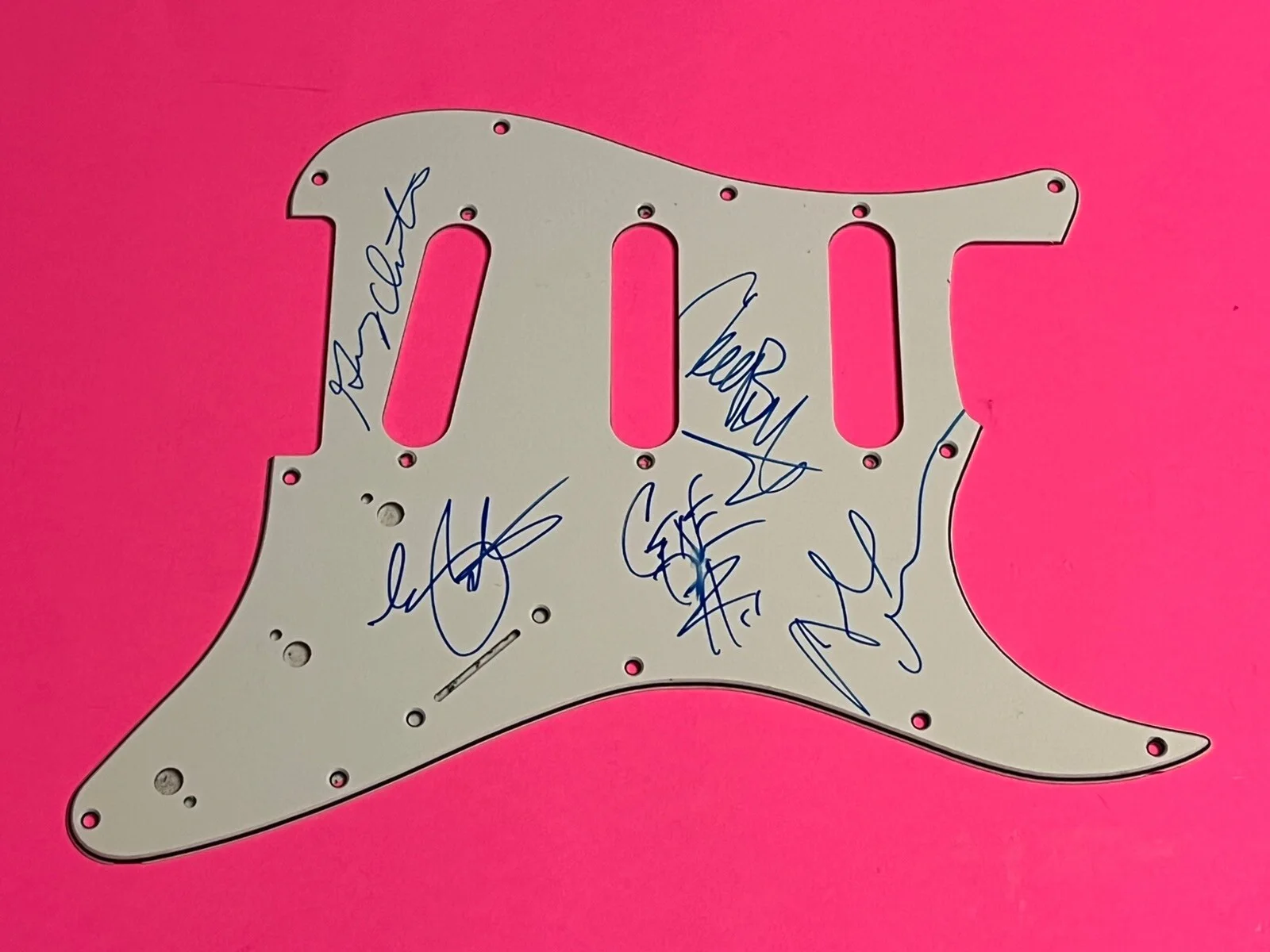 TESTAMENT x5 ENTIRE BAND SIGNED ELECTRIC GUITAR PICKGUARD *PROOF* CHUCK BILLY, image 2