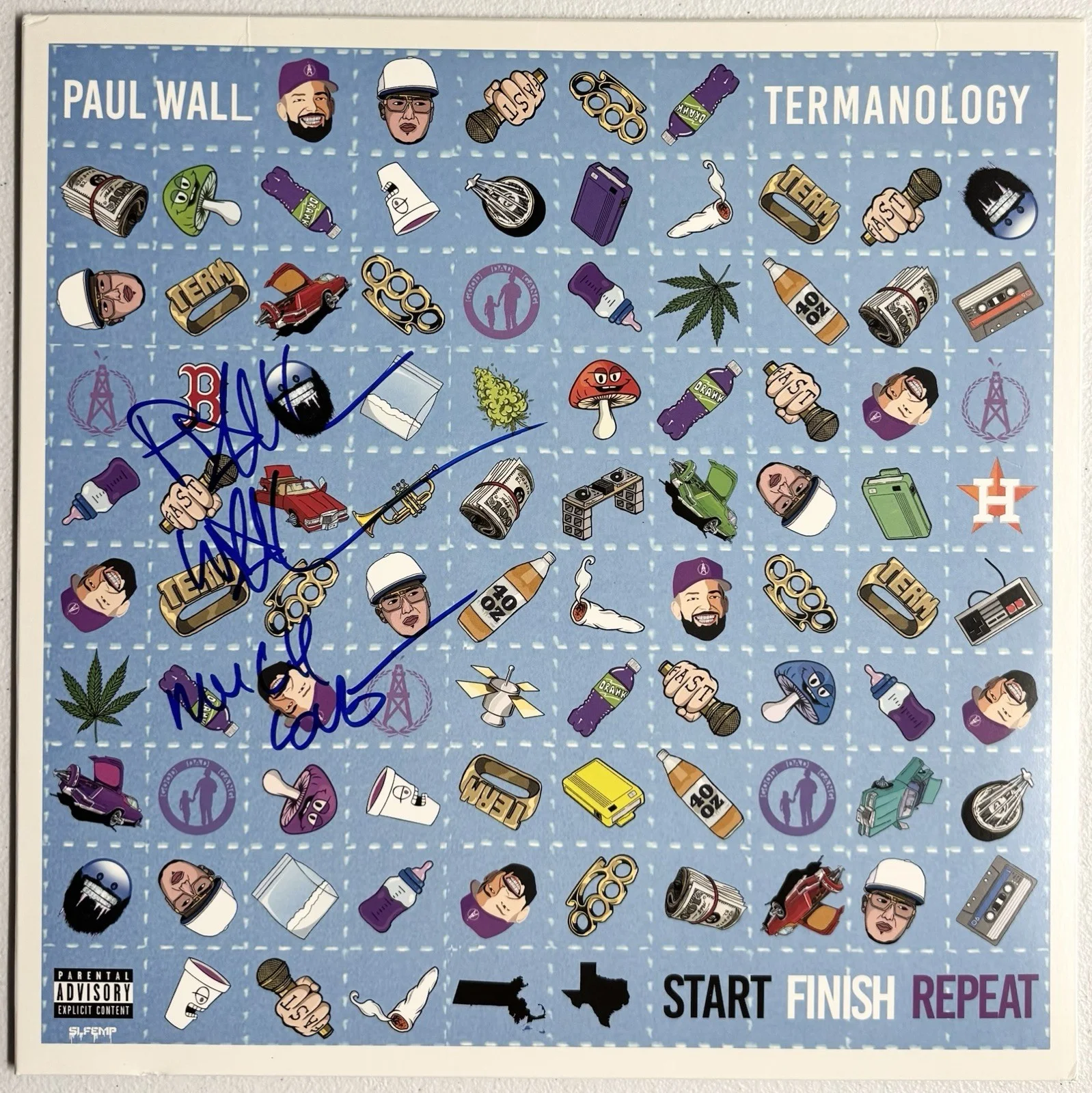 PAUL WALL SIGNED Vinyl JSA COA Start Finish Repeat HOUSTON RAP HIP HOP, image 2