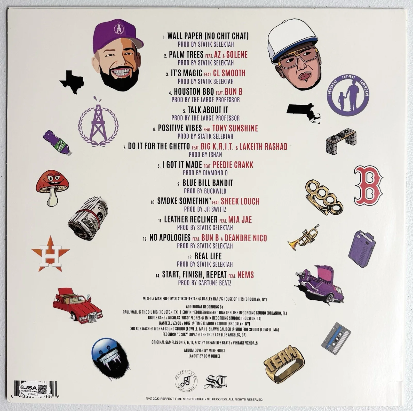 PAUL WALL SIGNED Vinyl JSA COA Start Finish Repeat HOUSTON RAP HIP HOP, image 3