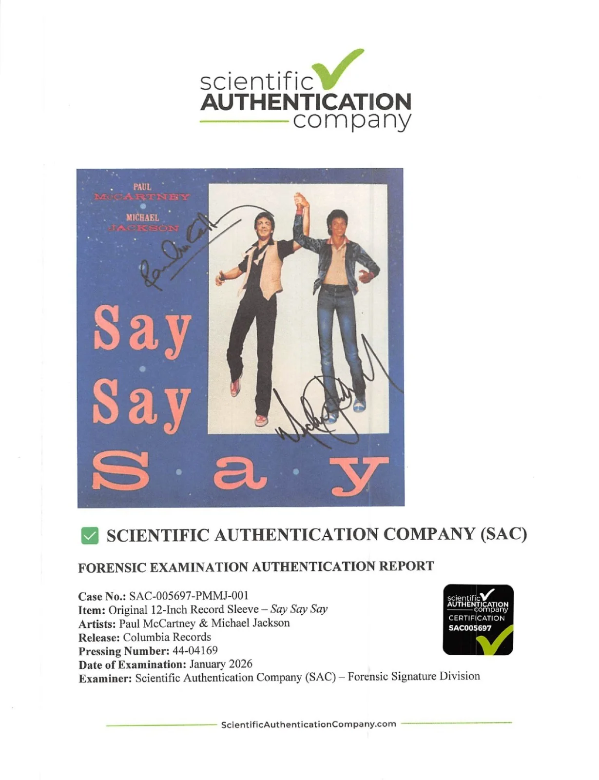 🔥 Say Say Say Album Signed Autograph Michael Jackson Paul McCartney 🔥, изображение 4