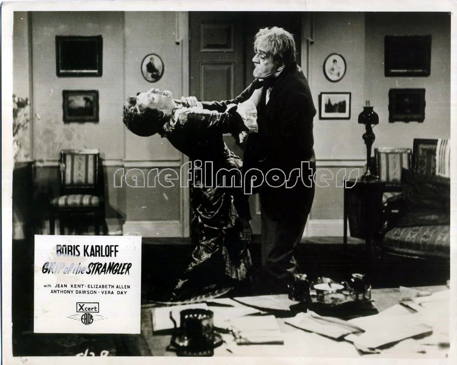 GRIP OF THE STRANGLER 1958 Boris Karloff, Elizabeth Allan 3 10x8 LOBBY CARDS, изображение 3
